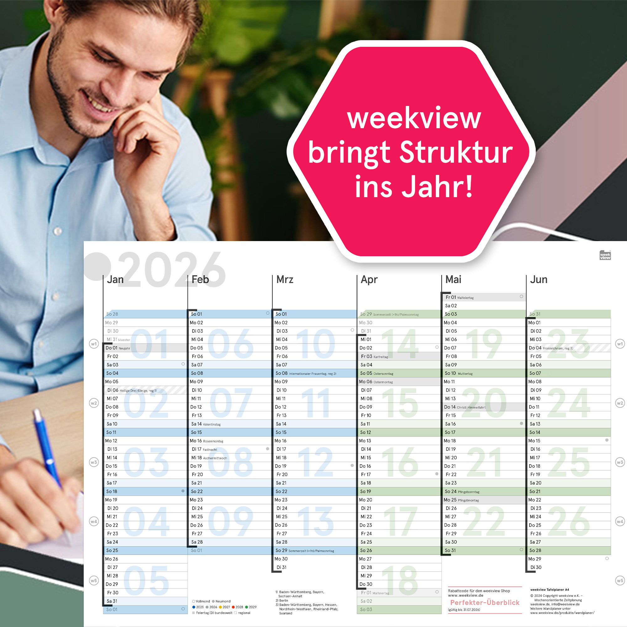 Tafelkalender 2026, A4, gefaltet