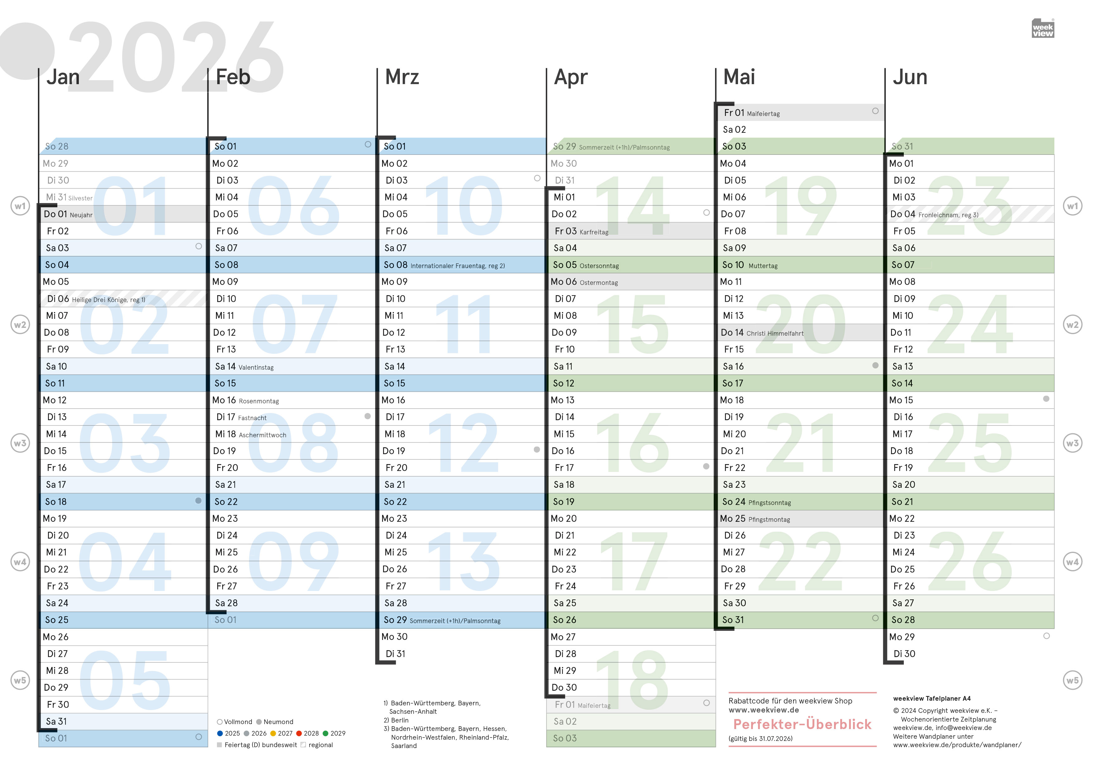 Digital Planner / Druckversion | Tafelkalender 2026