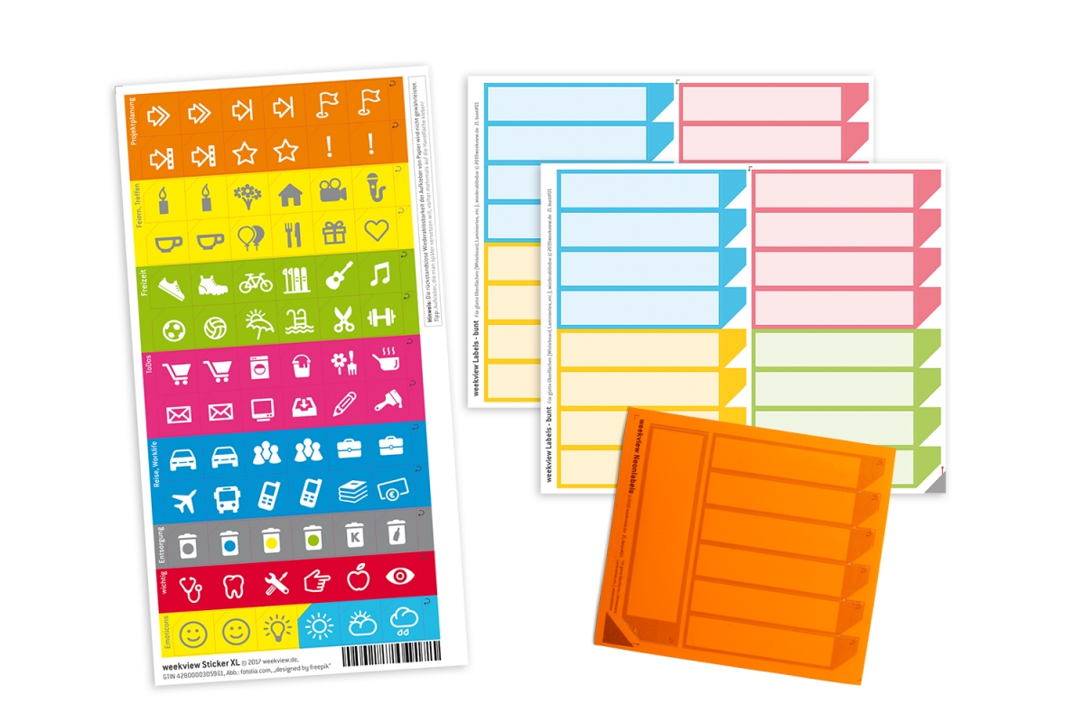 weekview Labels M Set | Repositionierbare Labels mit praktischer Lasche!