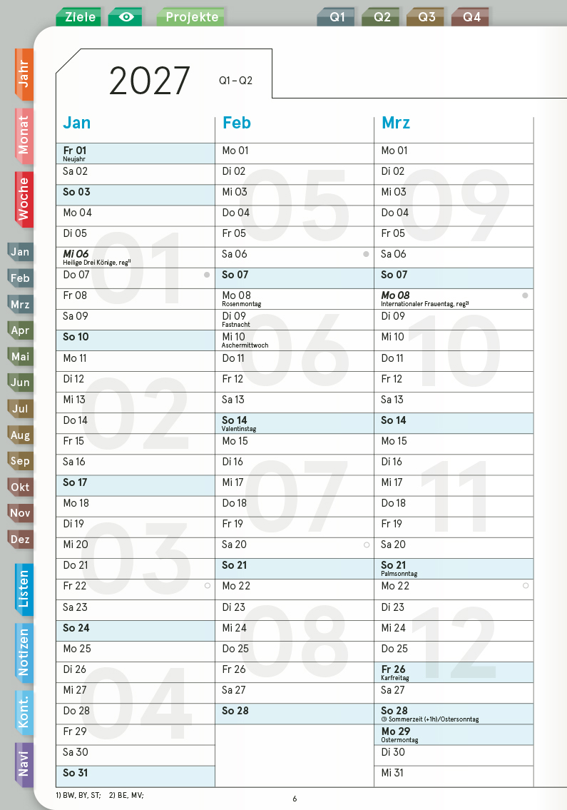 Digital Planner | Business 2027 | mit Navigation, einseitig