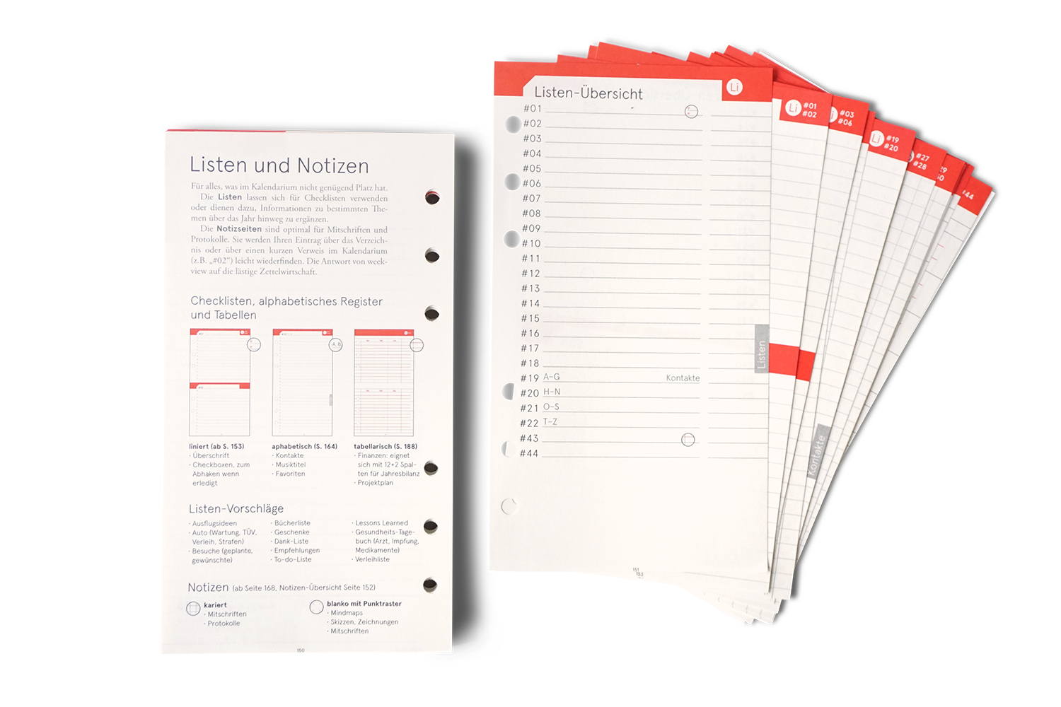 Personal Notizen , Filofax Lochung