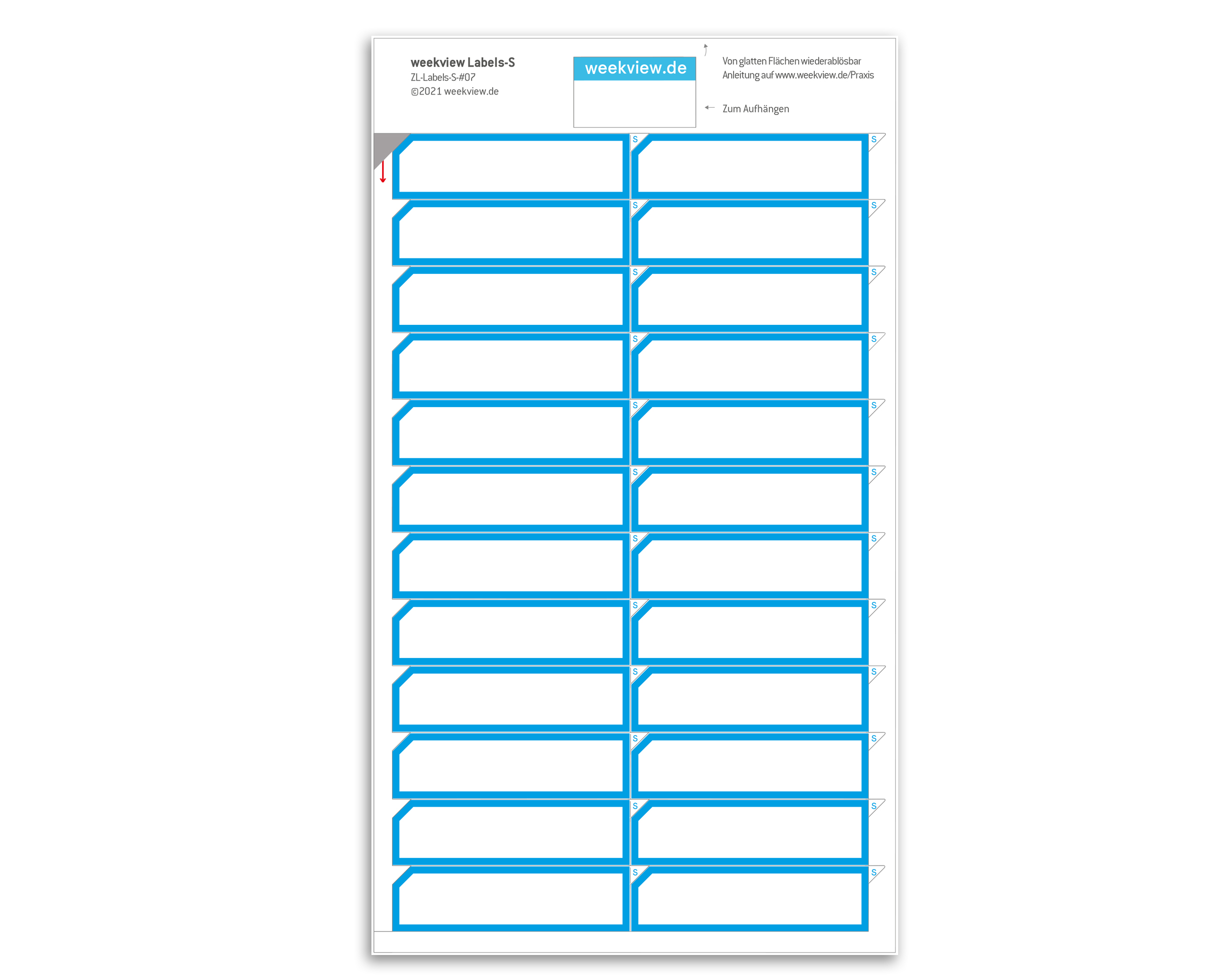weekview Planungs-Header S – Beschriftung für Whiteboards & Boards