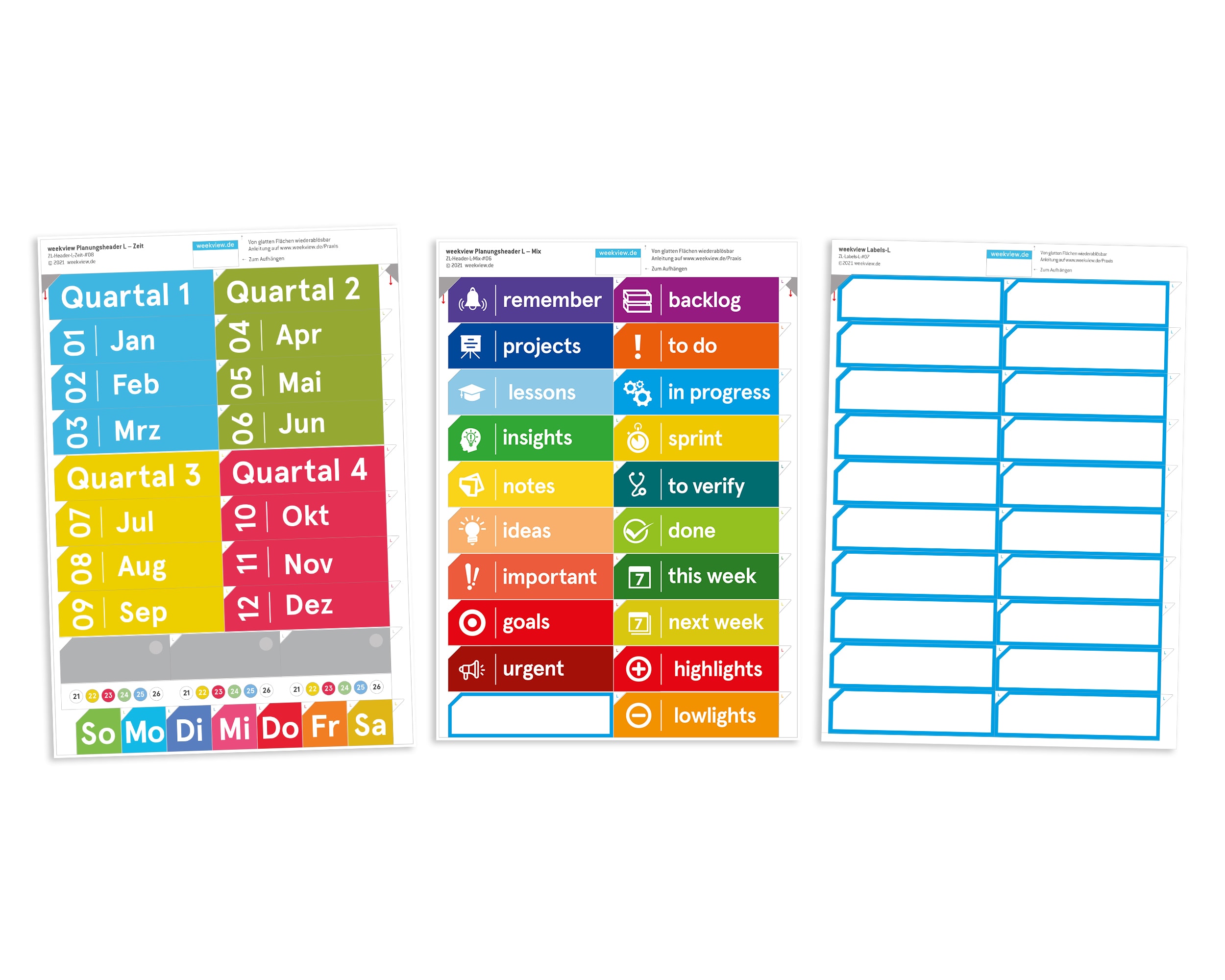 weekview Planungs-Header L – Beschriftung für Whiteboards & Boards