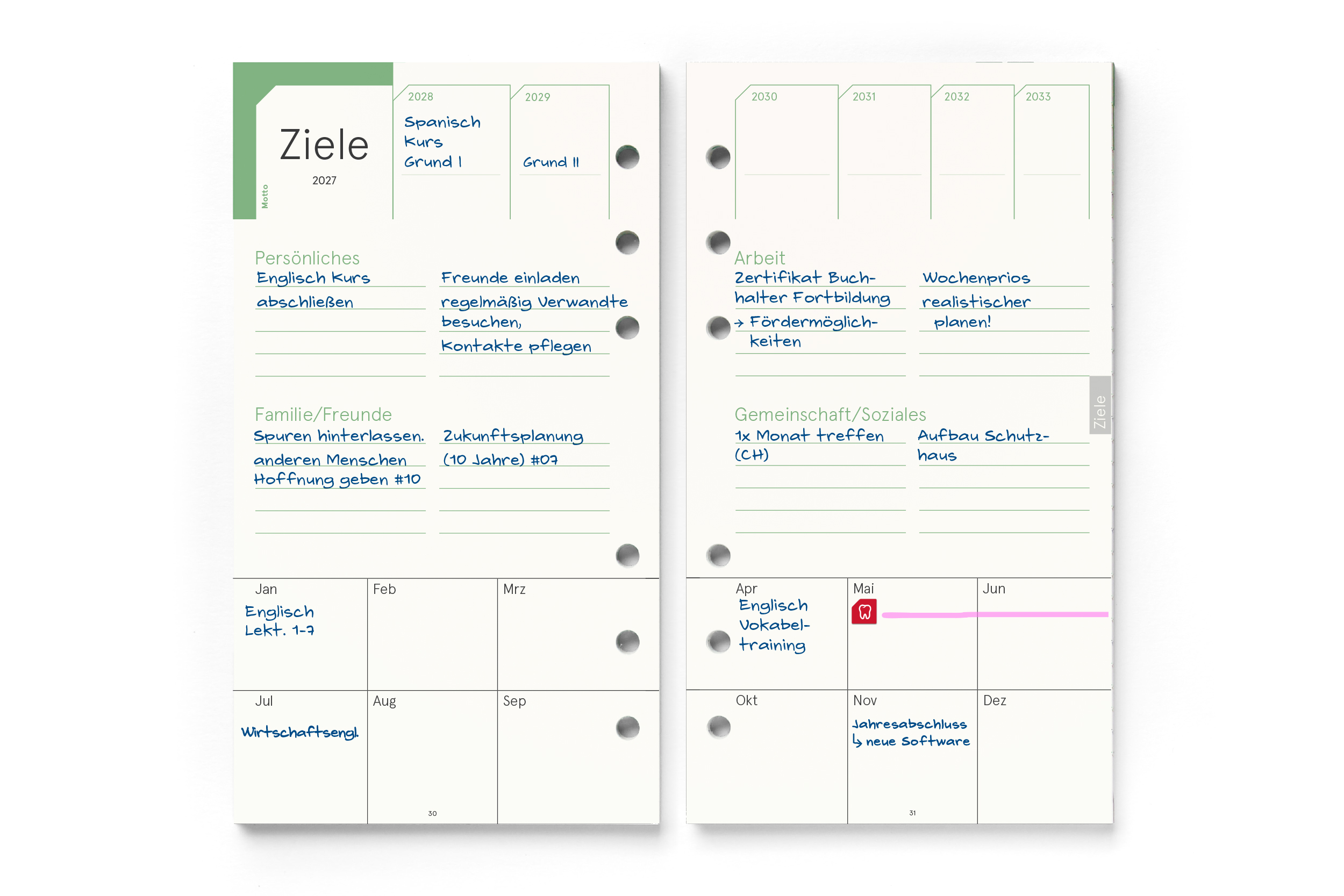 Personal-Einlagen 2027, Filofax-A6-Lochung