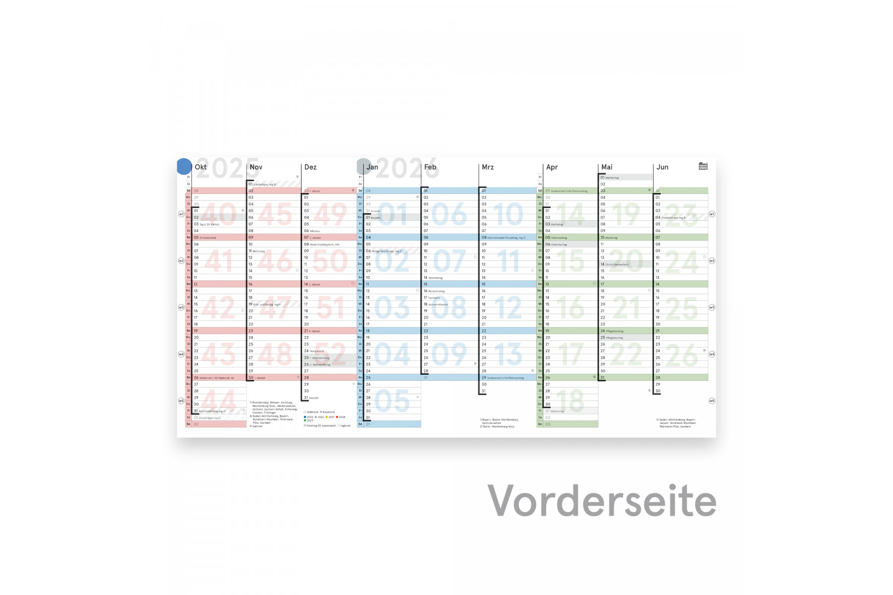 18M-Tafelkalender extended von Okt 25 - Mrz 27, A5, gefaltet