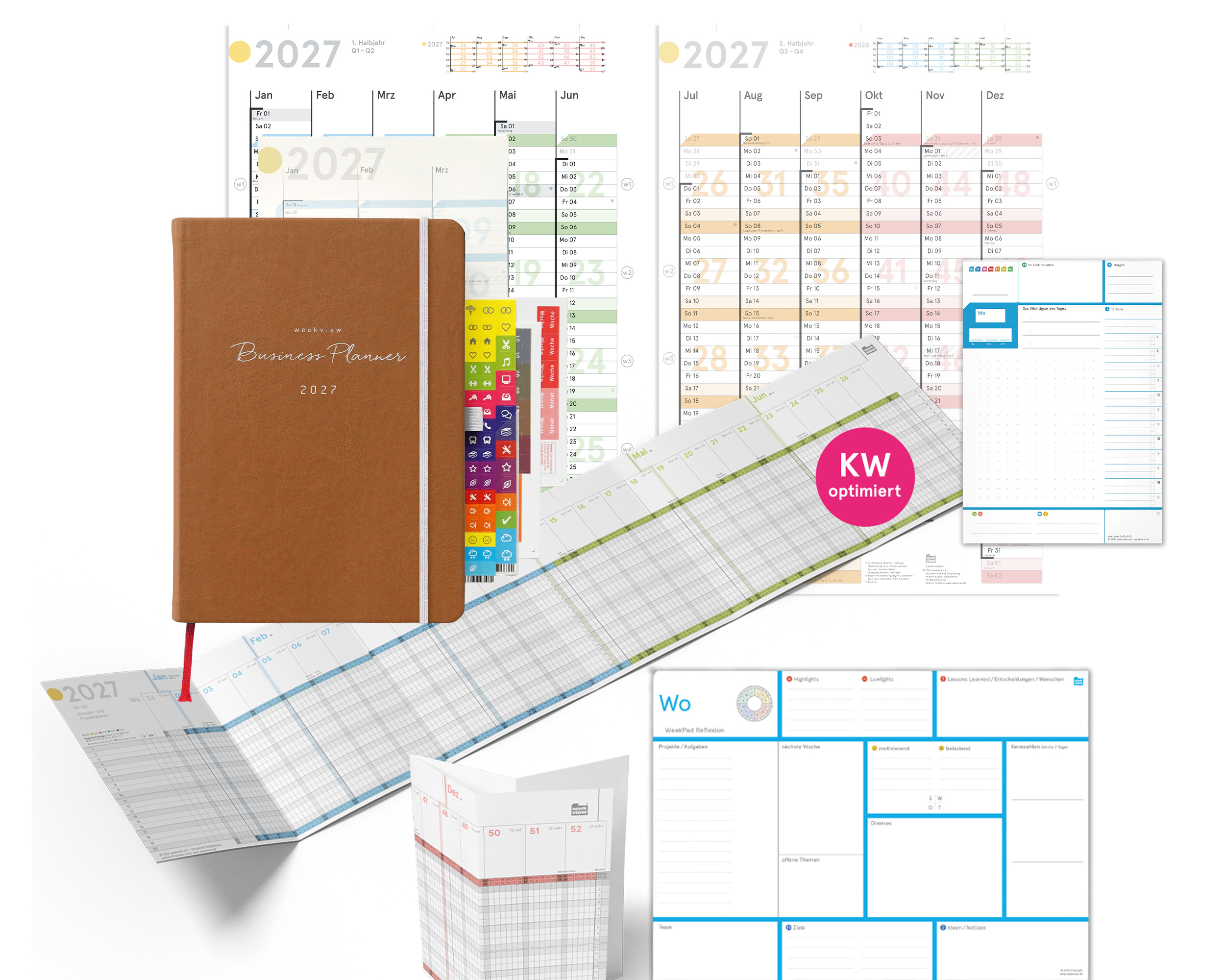 weekview Business Planner 2027 A5+ Bundle Pads | Cognac Edition