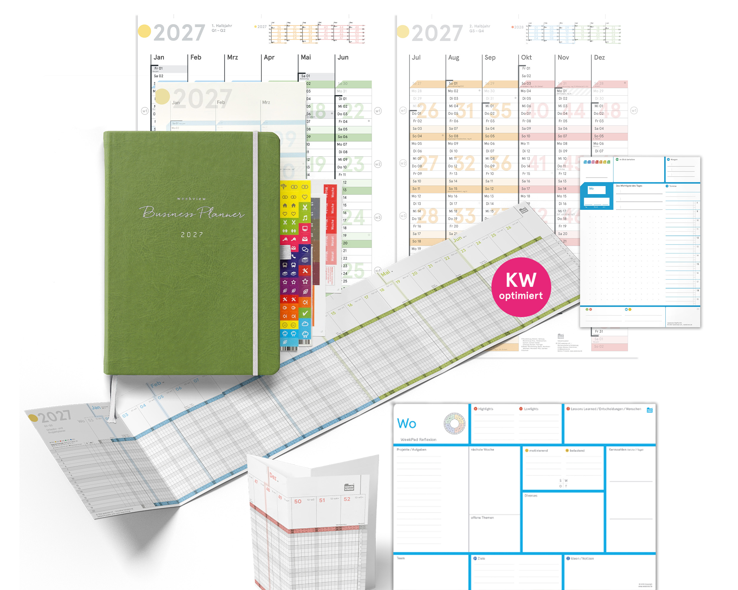 weekview Business Planner 2027 A5+ Bundle Pads | Olive Green Edition