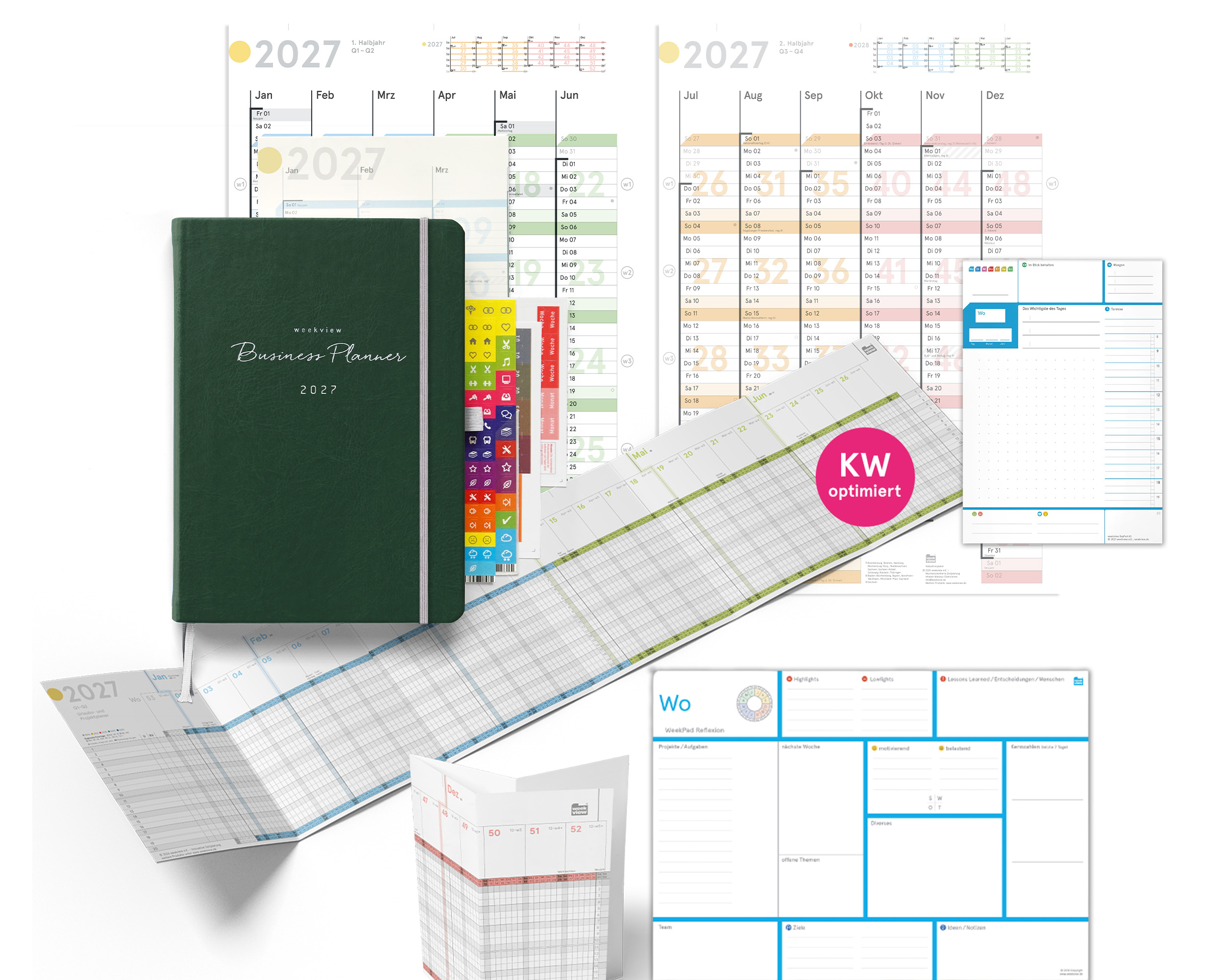 weekview Business Planner 2027 A5+ Bundle Pads | British Racing Green edition
