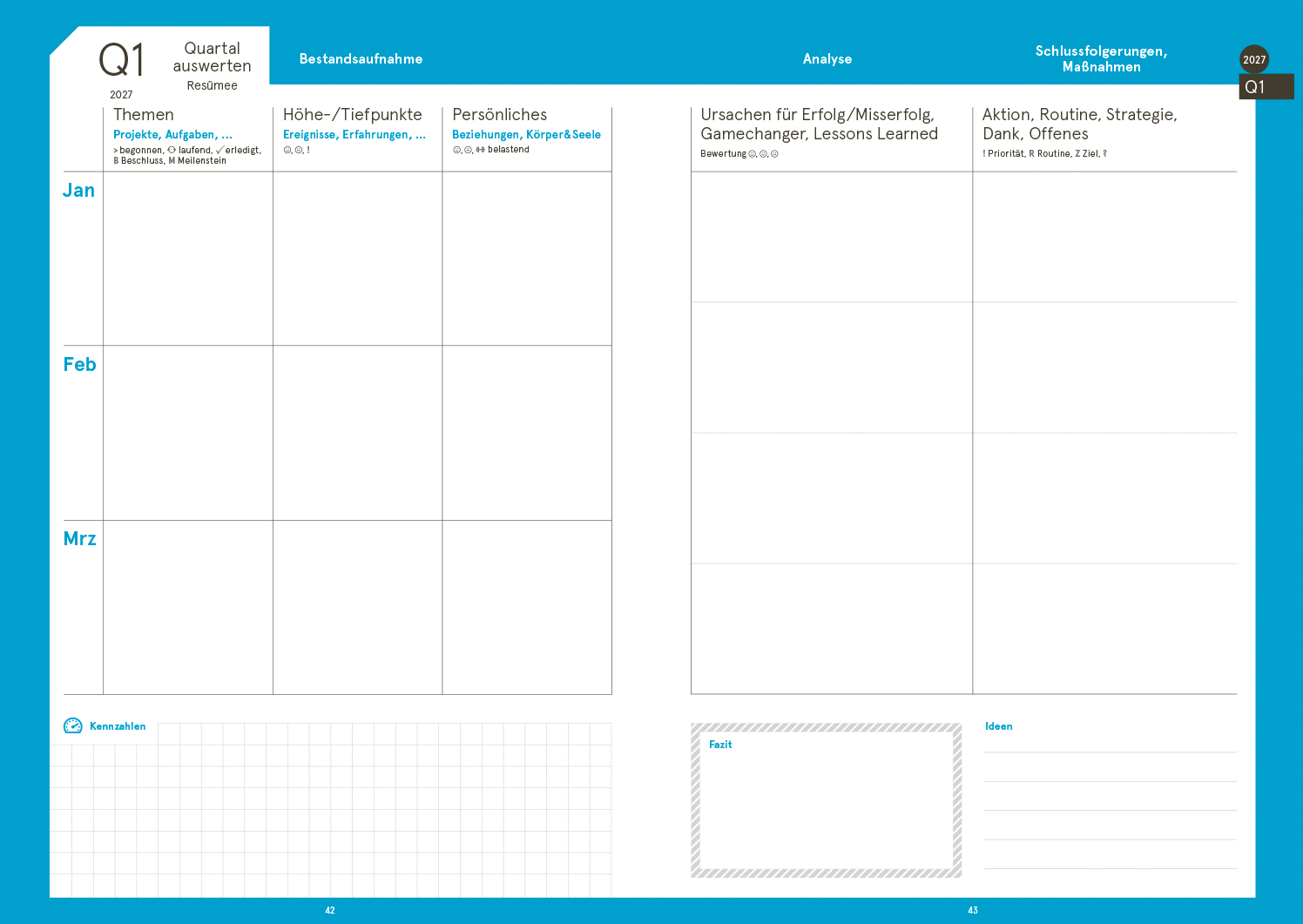 Druckversion doppelseitig - Business-Einlagen A5 2027, inkl. Planungstools und Notizteil