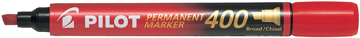 PILOT Permanent Marker 400 mit Keilspitze, 4er Set (Blau, Schwarz, Rot, Grün)