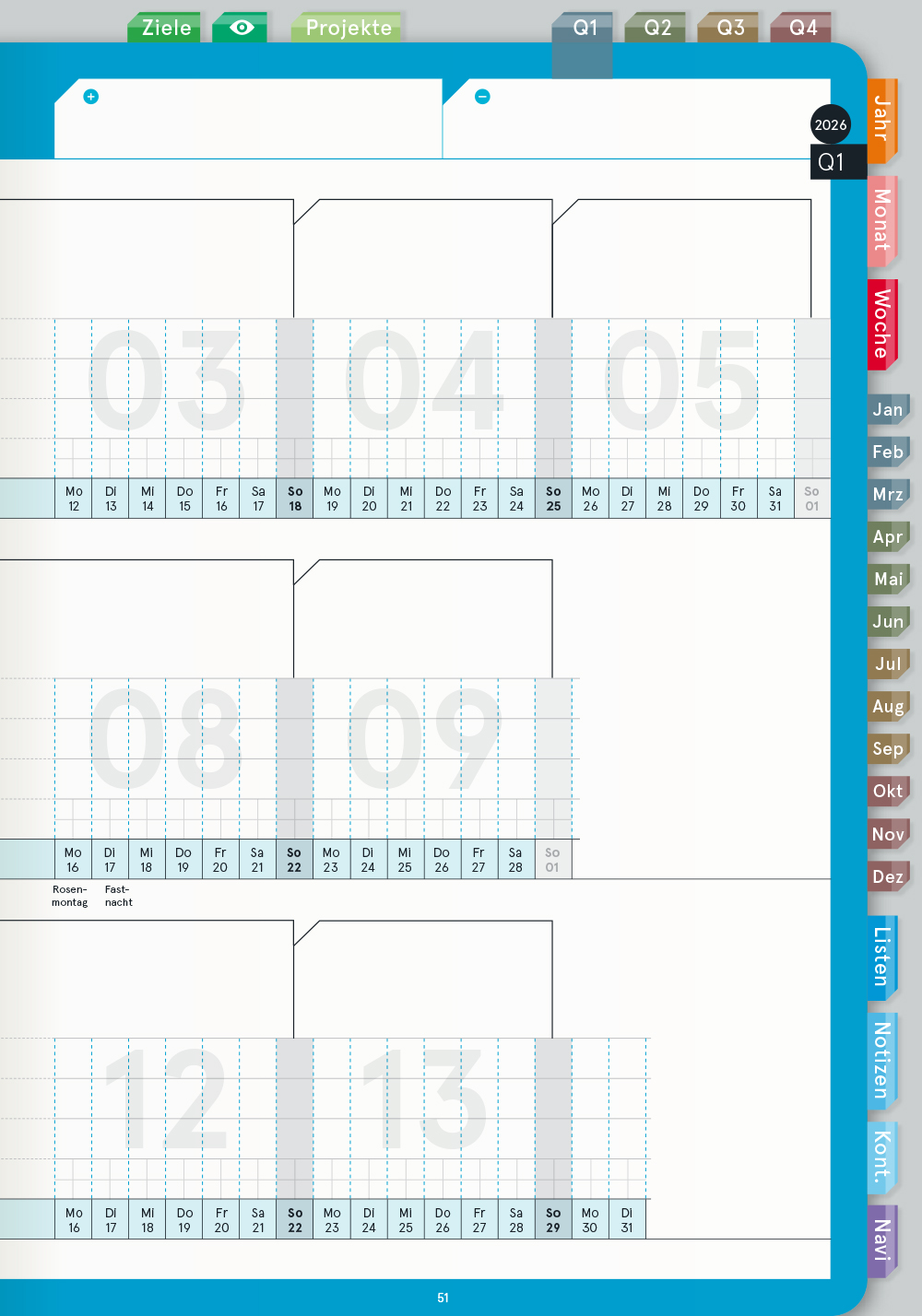 Digital Planner | Business 2026 | mit Navigation, einseitig