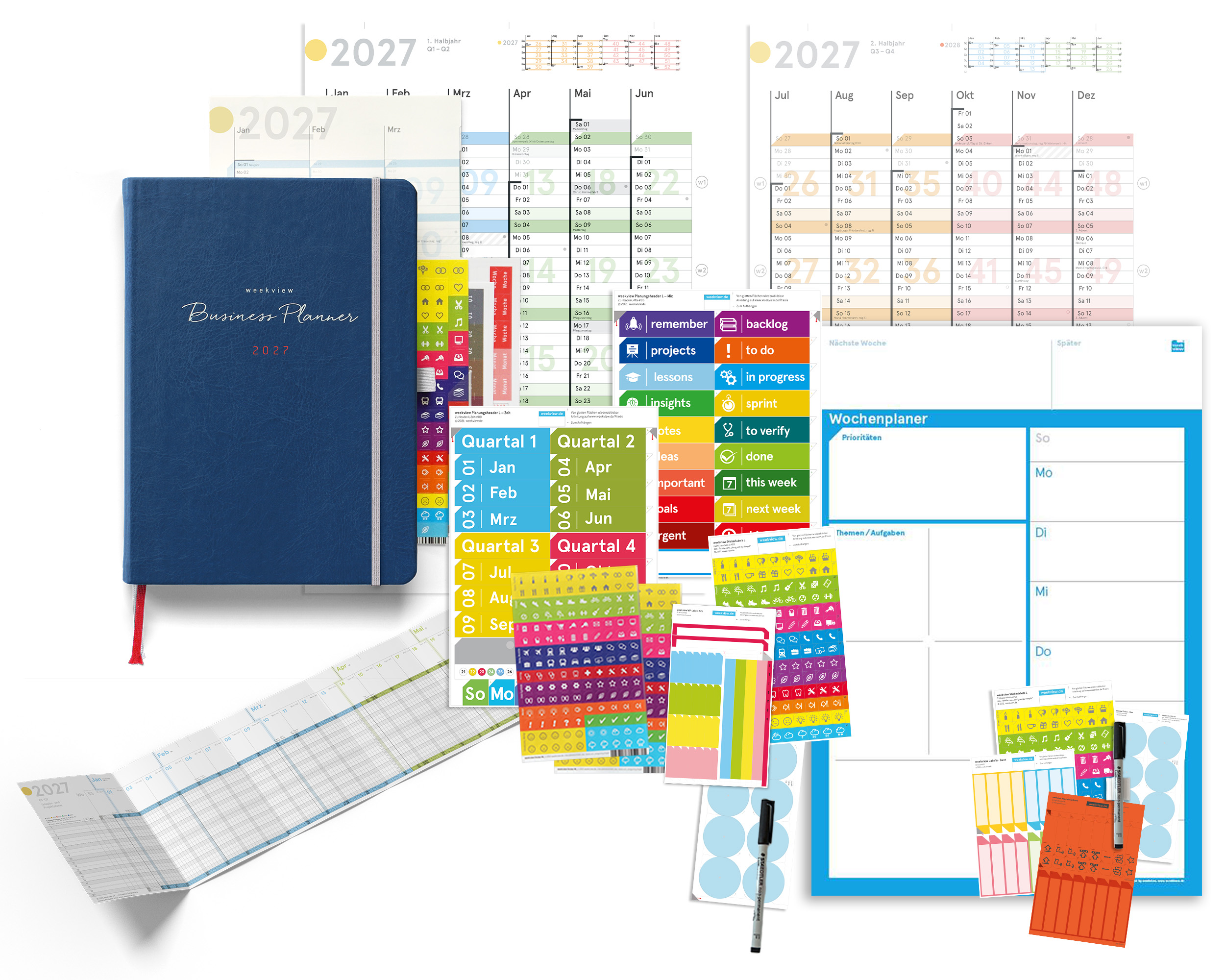 weekview Business Planner 2027 A5+ Bundle wall planner | Deep Ocean edition