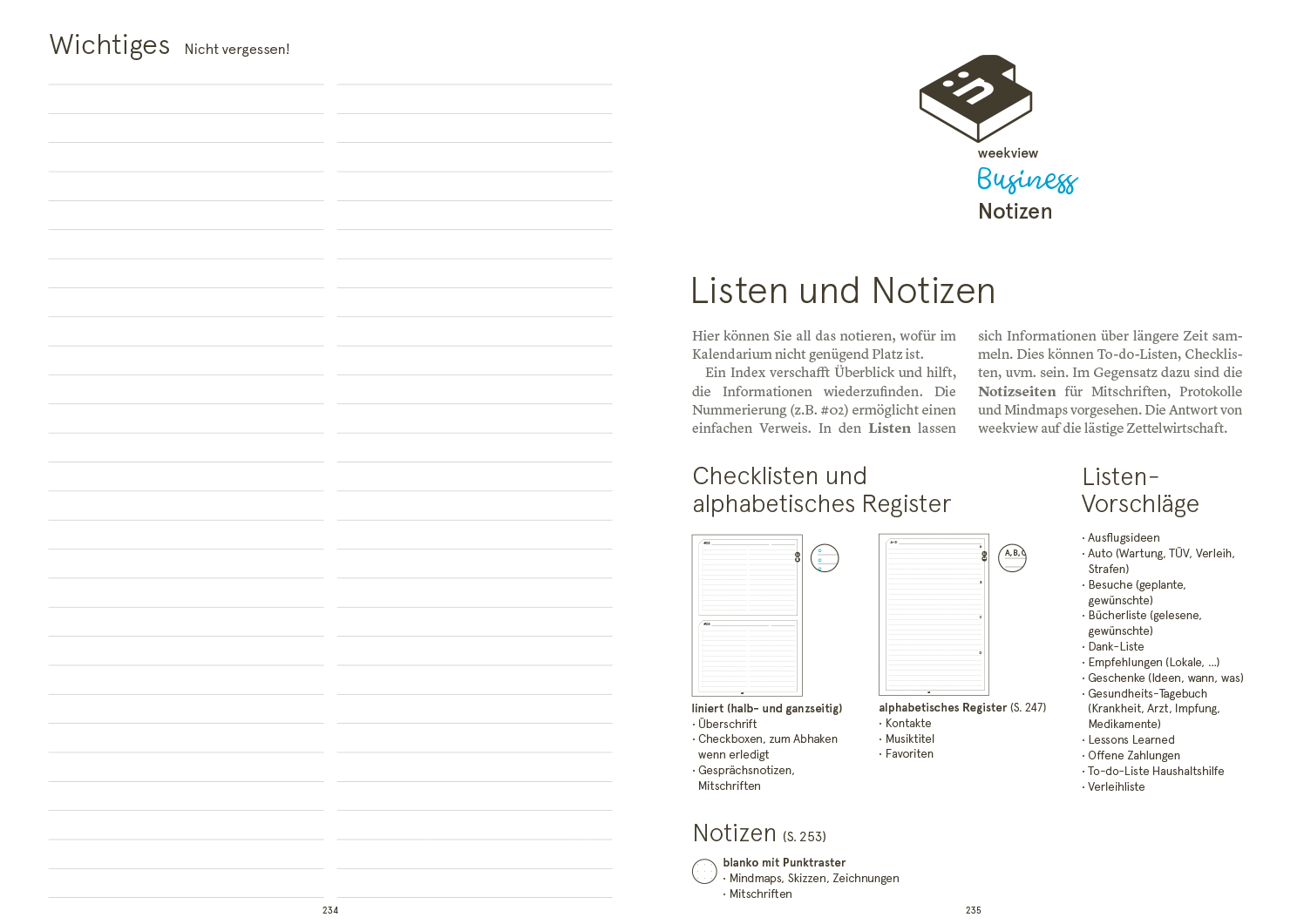 Druckversion doppelseitig - Business-Einlagen A5 2027, inkl. Planungstools und Notizteil