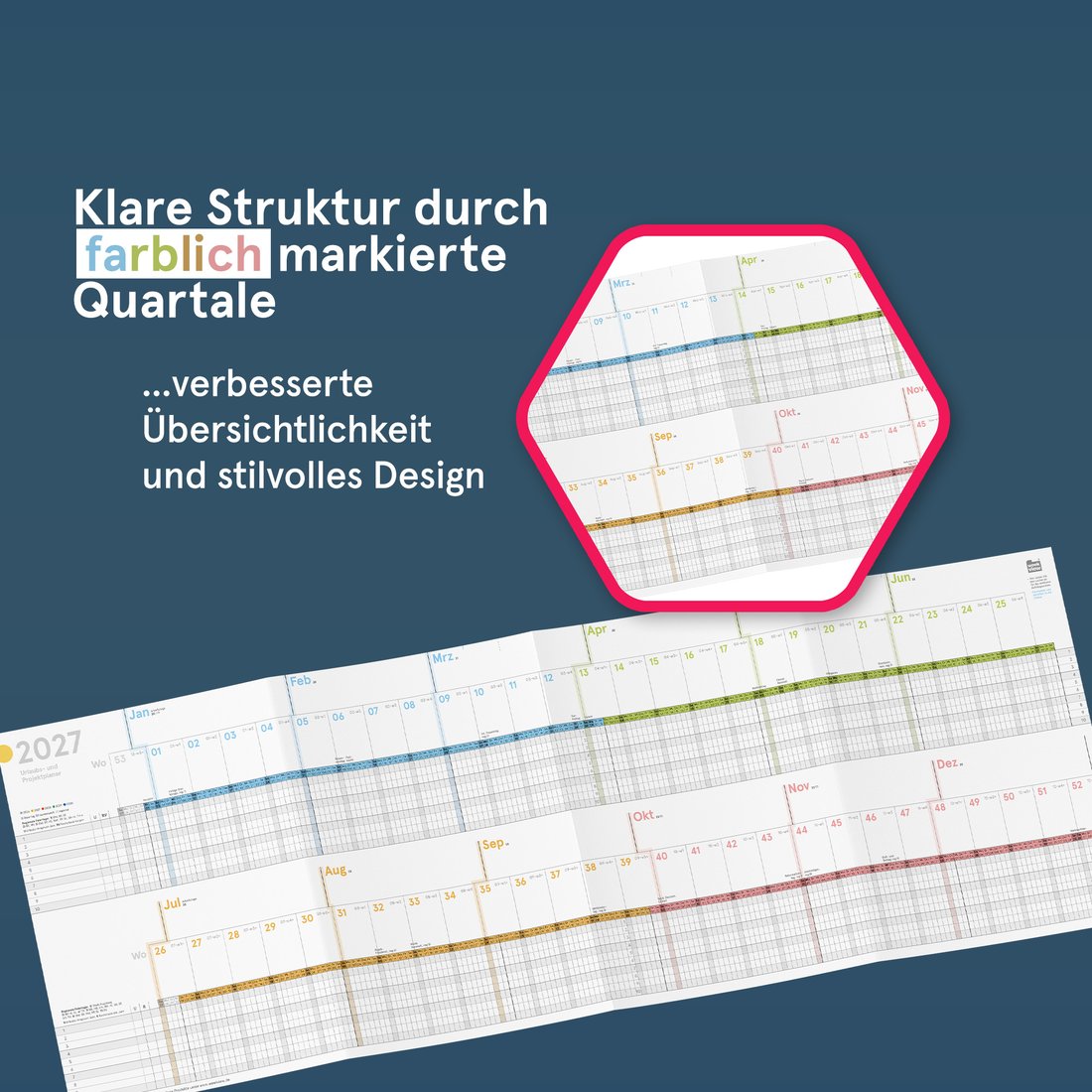 Zwei Halbjahresbänder im Urlaubs- und Projektplaner 2027