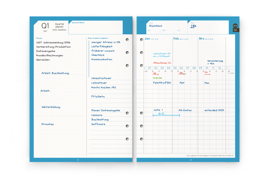 weekview Business-Einlagen A5 2027 &ndash; Quartals-Curriculum