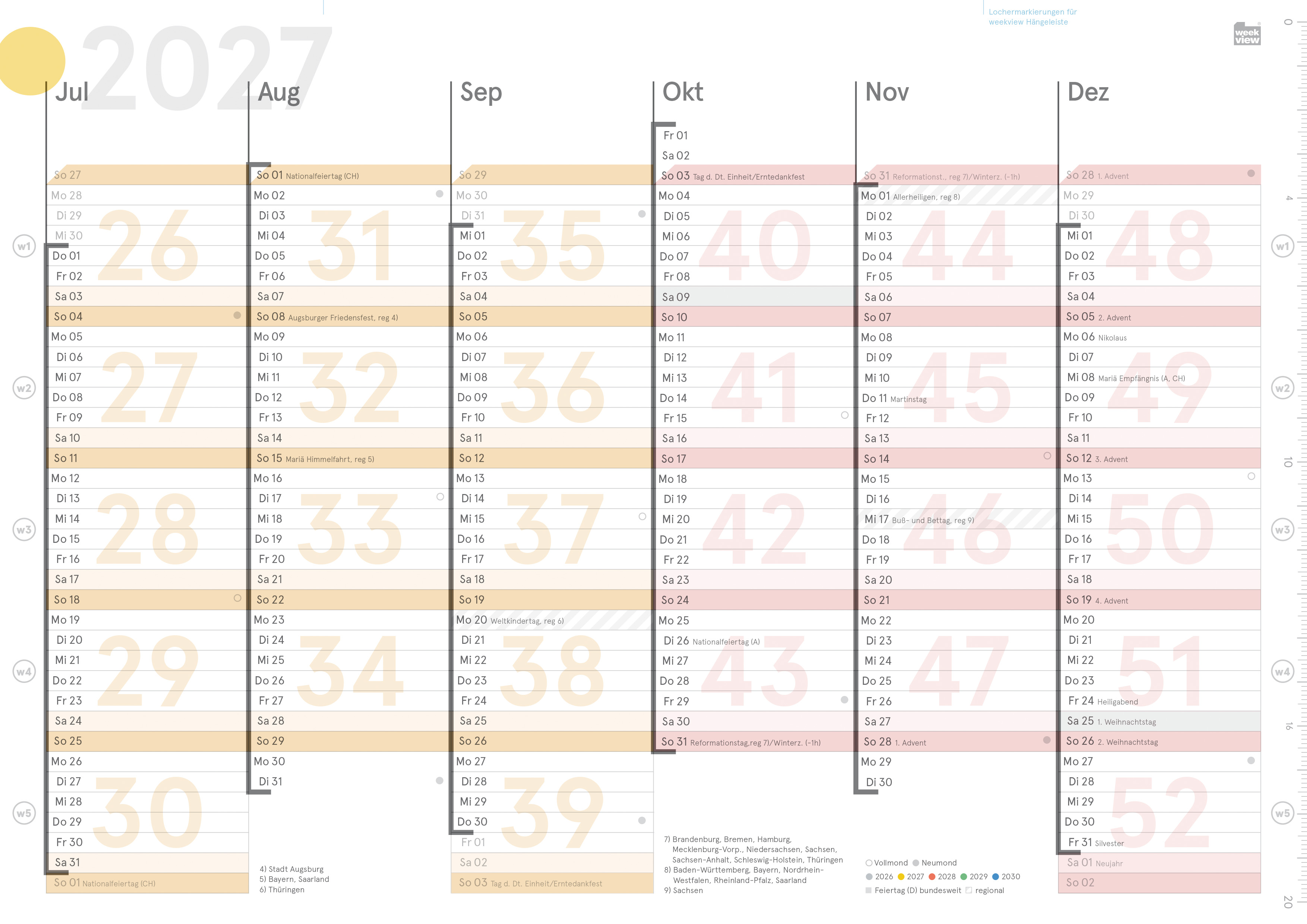 Digital Planner / Druckversion | Tafelkalender 2027