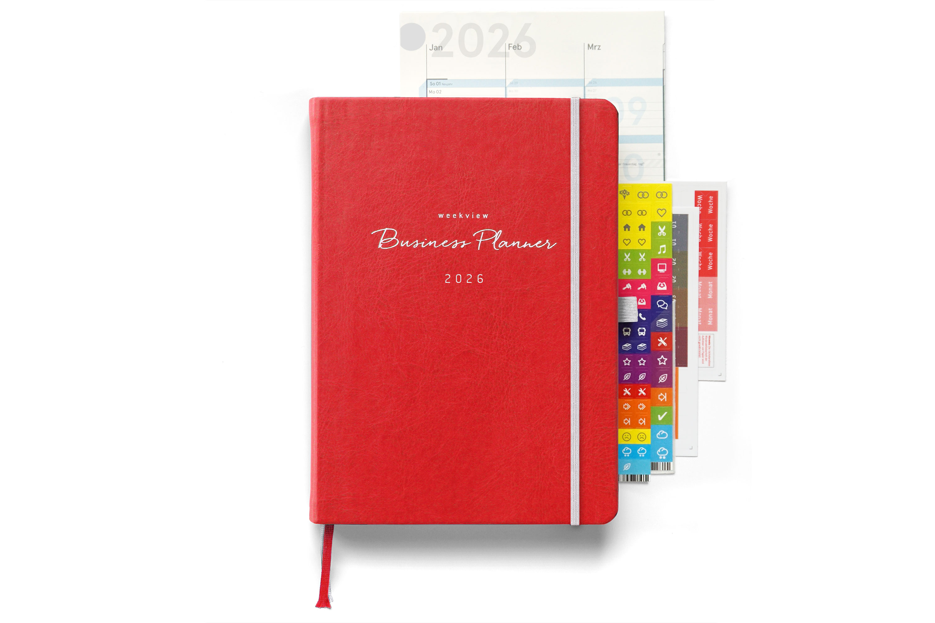 weekview Business Planner 2026 Plus – A5+ success planner with weekly & quarterly planning | Red Scarlet