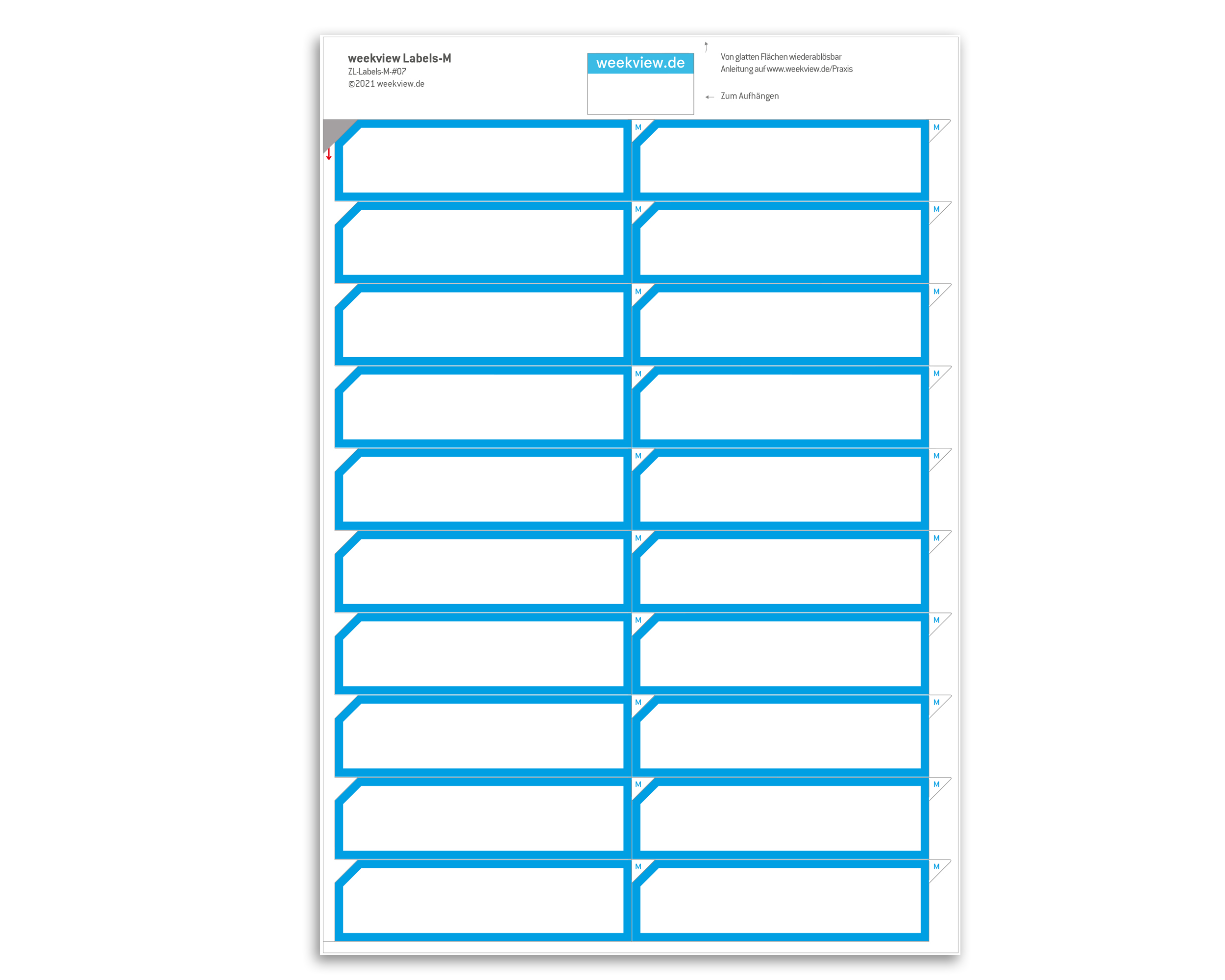 weekview planning header M – labelling for whiteboards & boards