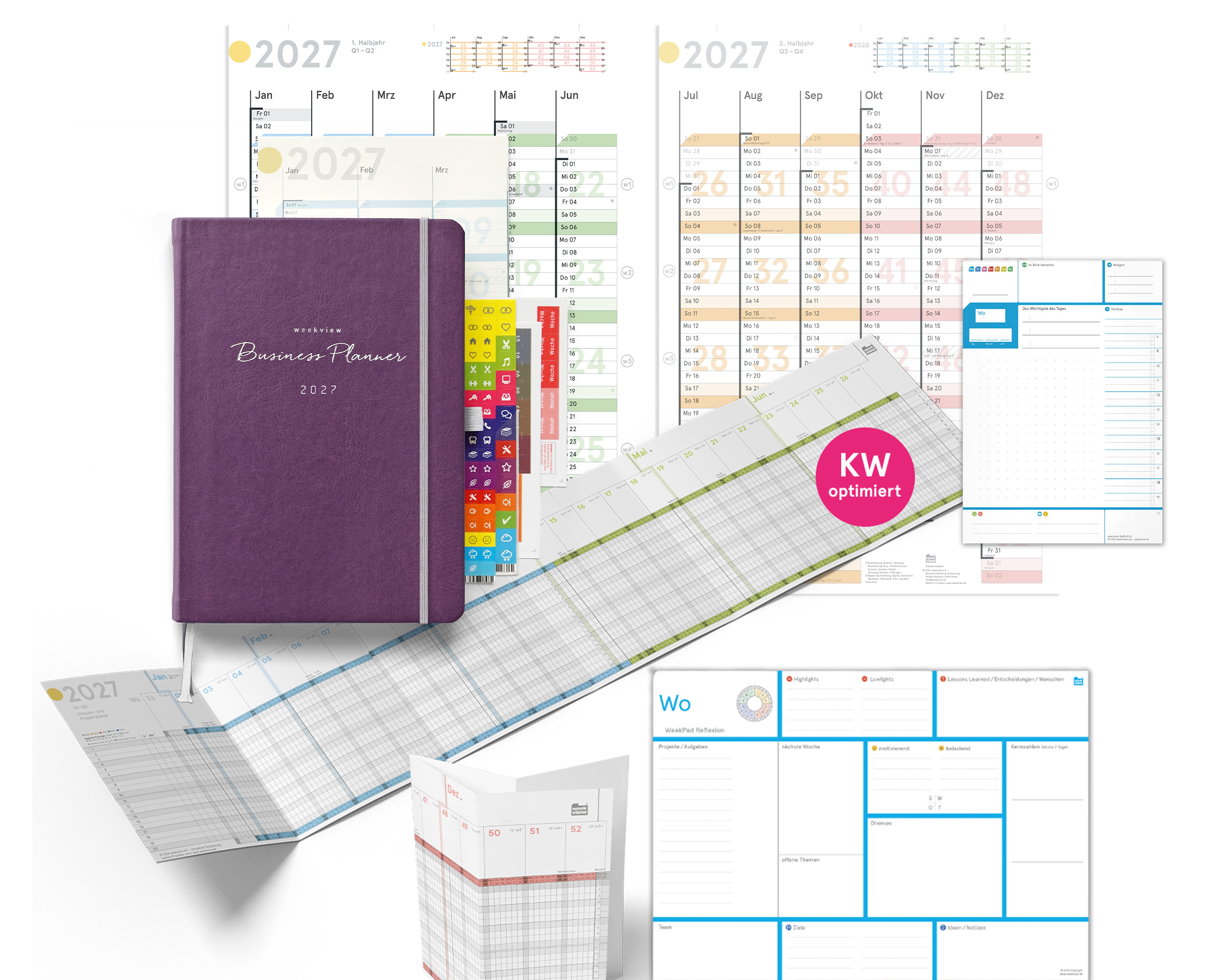 weekview Business Planner 2027 A5+ Bundle Pads | Berry Edition