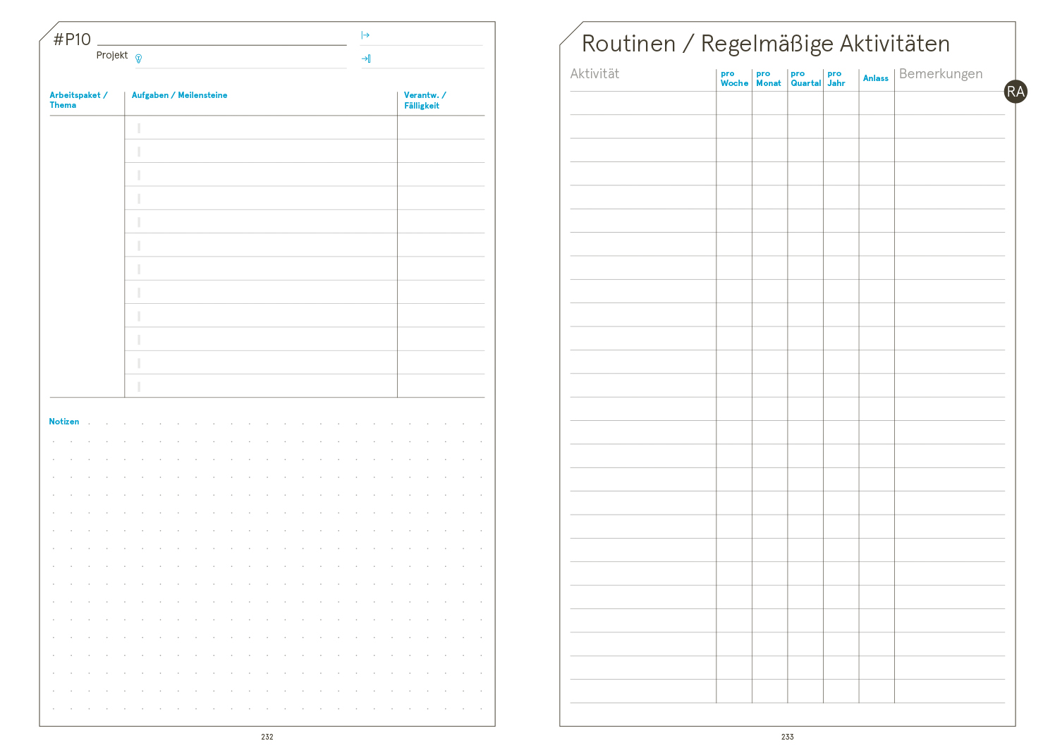 Druckversion doppelseitig - Business-Einlagen A5 2027, inkl. Planungstools und Notizteil