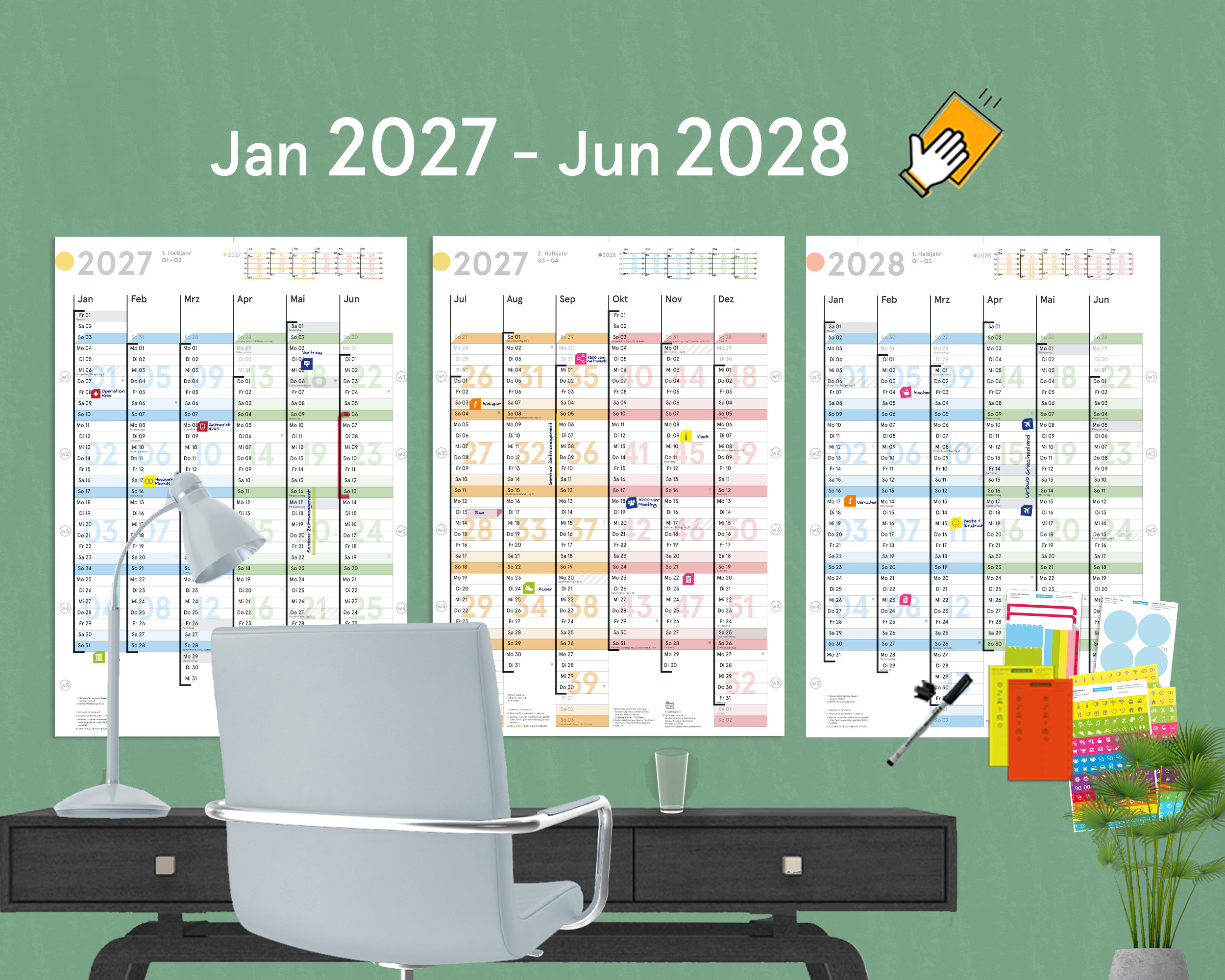 18-Monats-Wandplaner Jan 2027 – Jun 2028