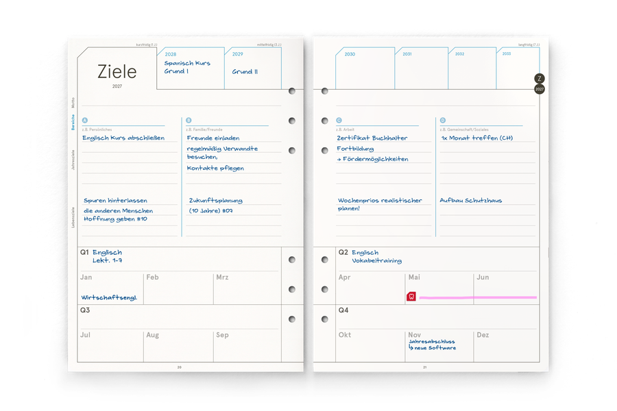 weekview Business-Einlagen A5 2027 &ndash; Ziele 2027