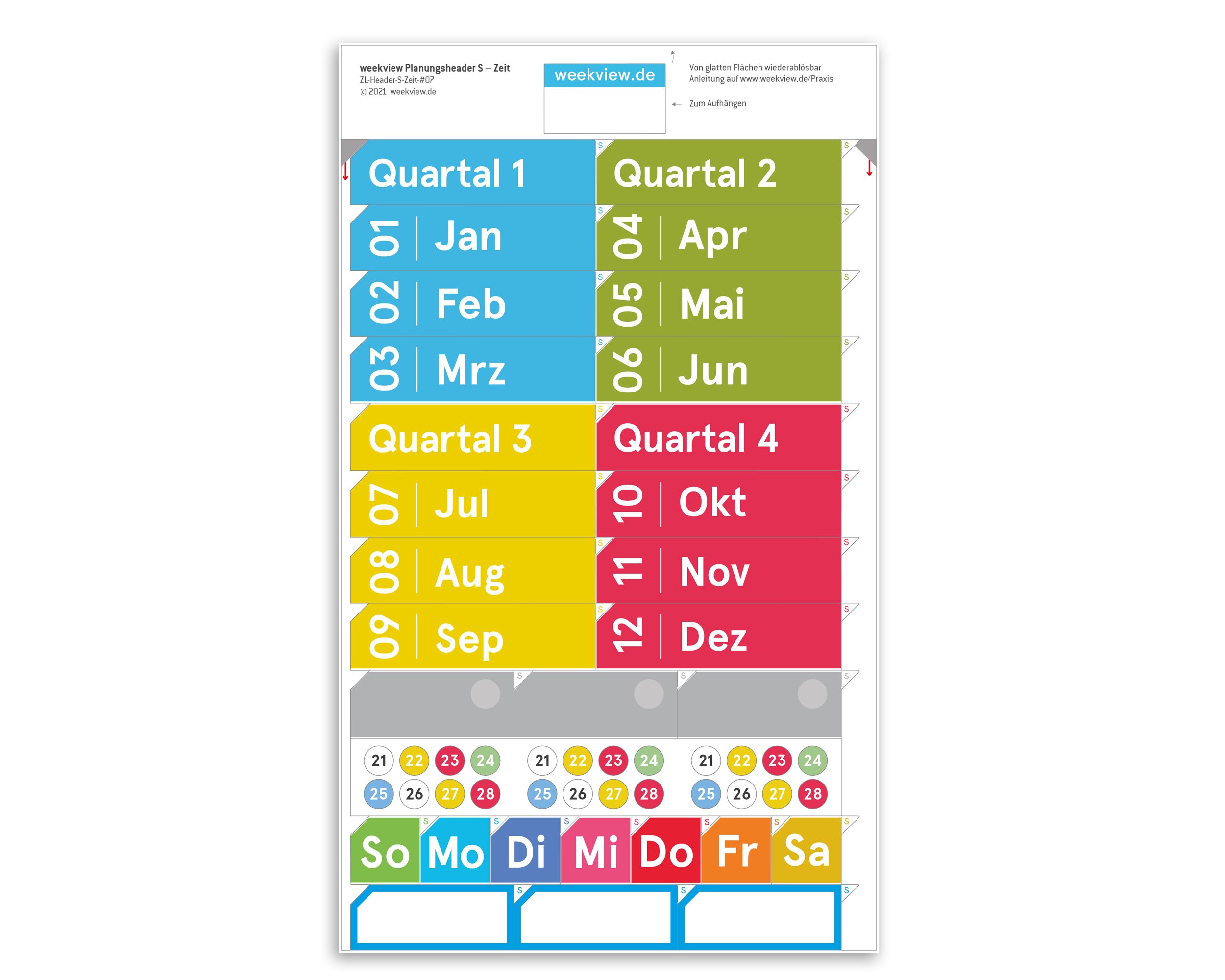weekview Planungs-Header S – Beschriftung für Whiteboards & Boards