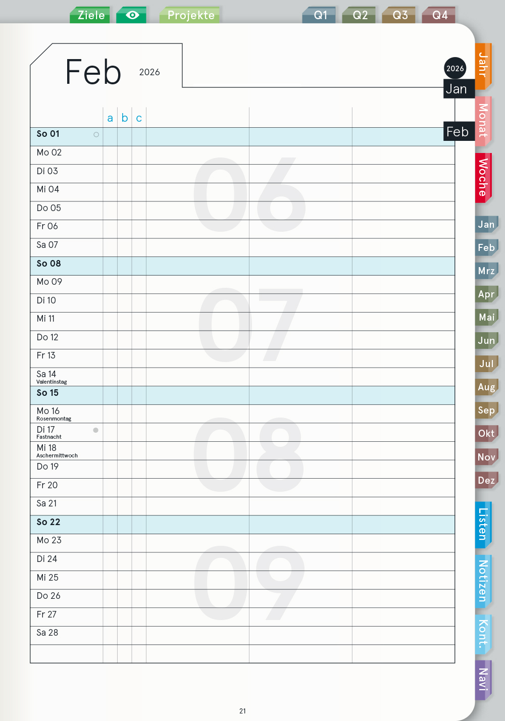Digital Planner | Business 2026 | mit Navigation, einseitig