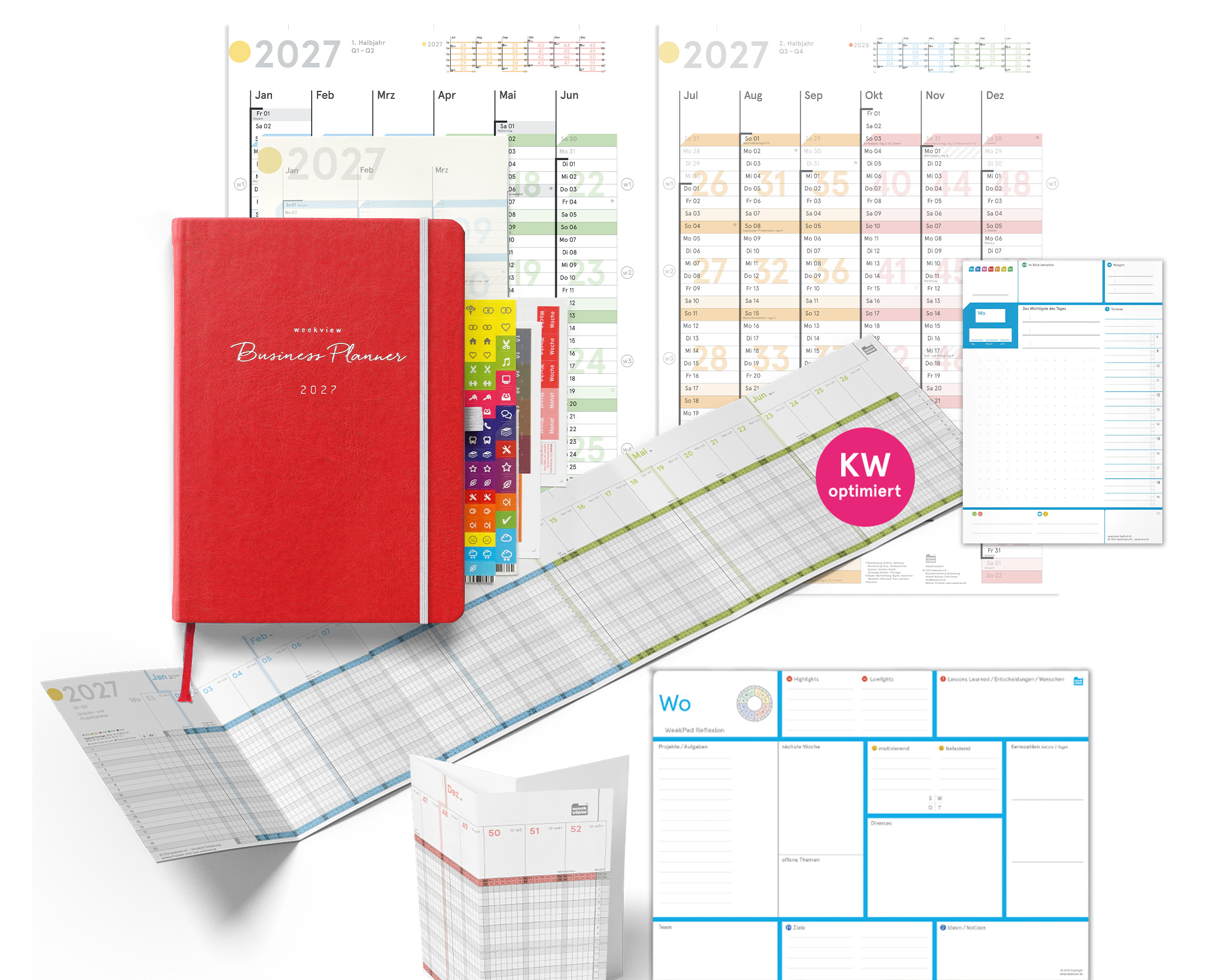 weekview Business Planner 2027 A5+ Bundle Pads | Red Scarlet Edition