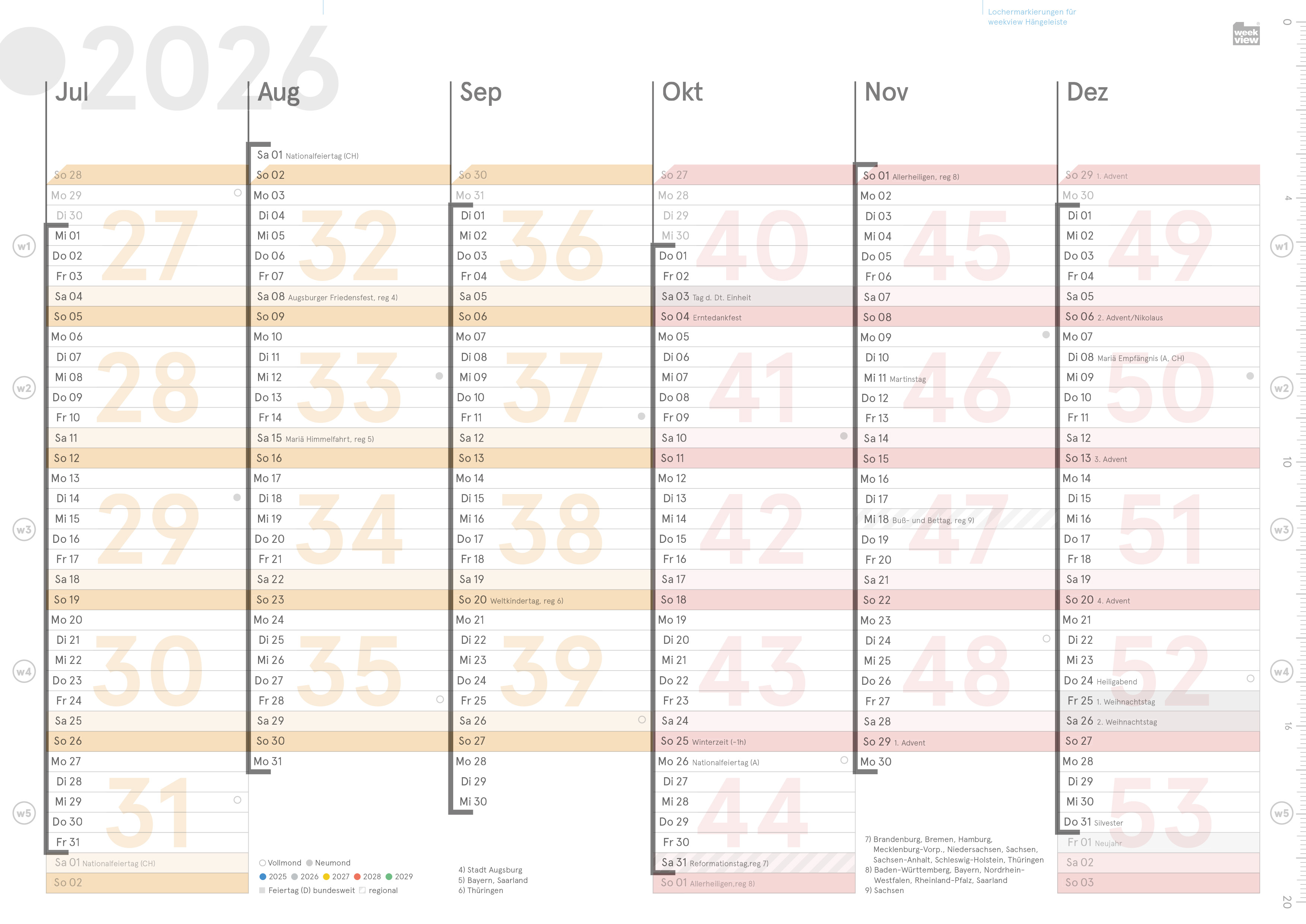 Digital Planner / Druckversion | Tafelkalender 2026
