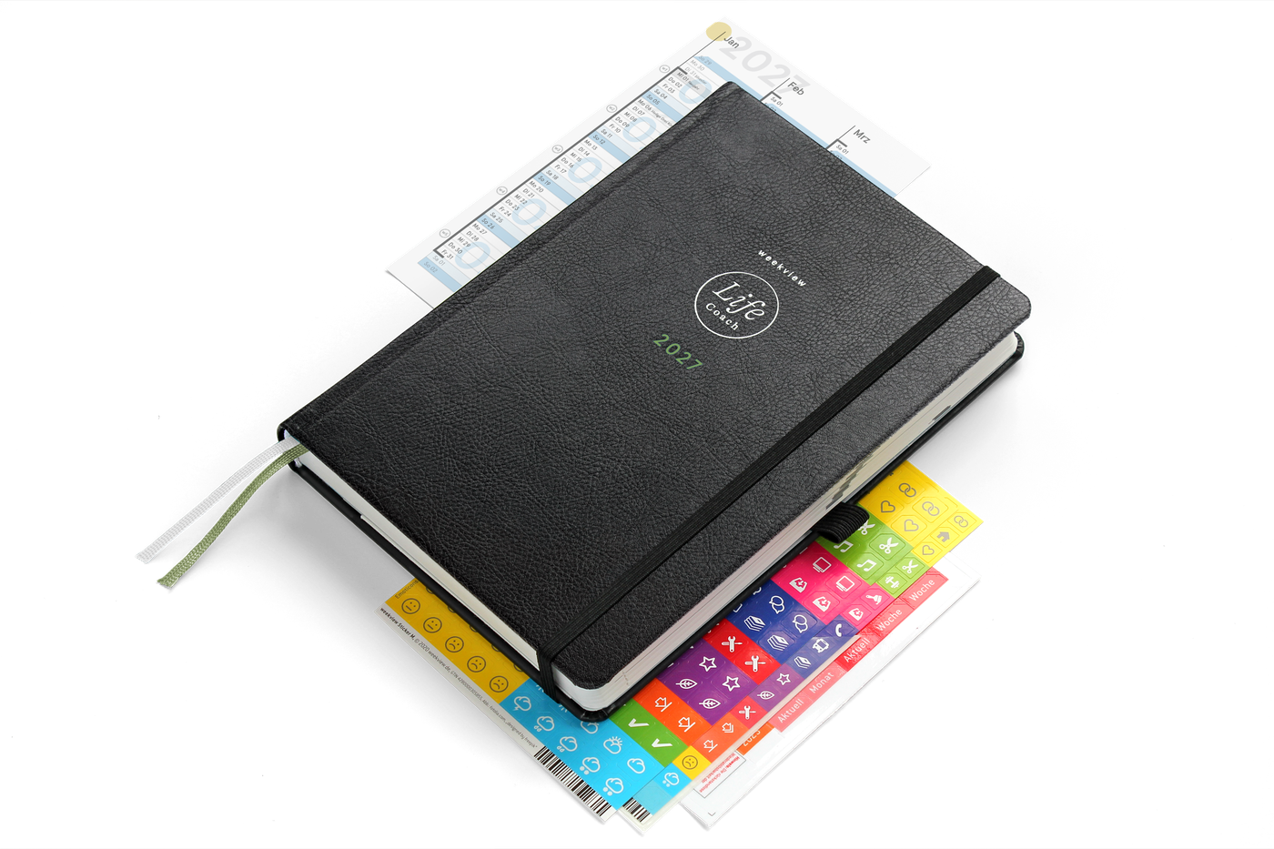 LifeCoach 2027 Plus: Planer mit Griffregister, Froschtasche und Stiftschlaufe