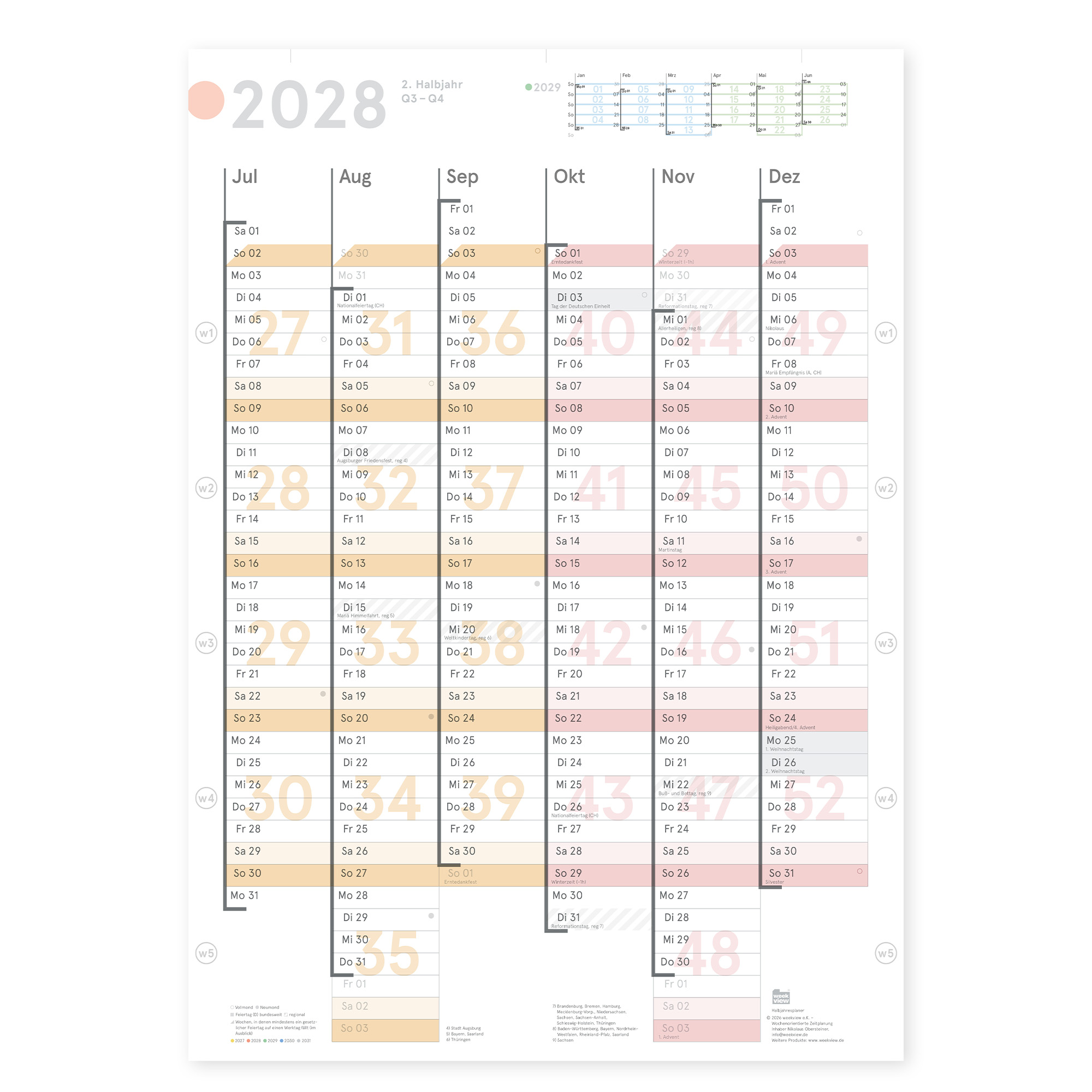 18-Monats-Wandplaner Jul 2027 – Dez 2028