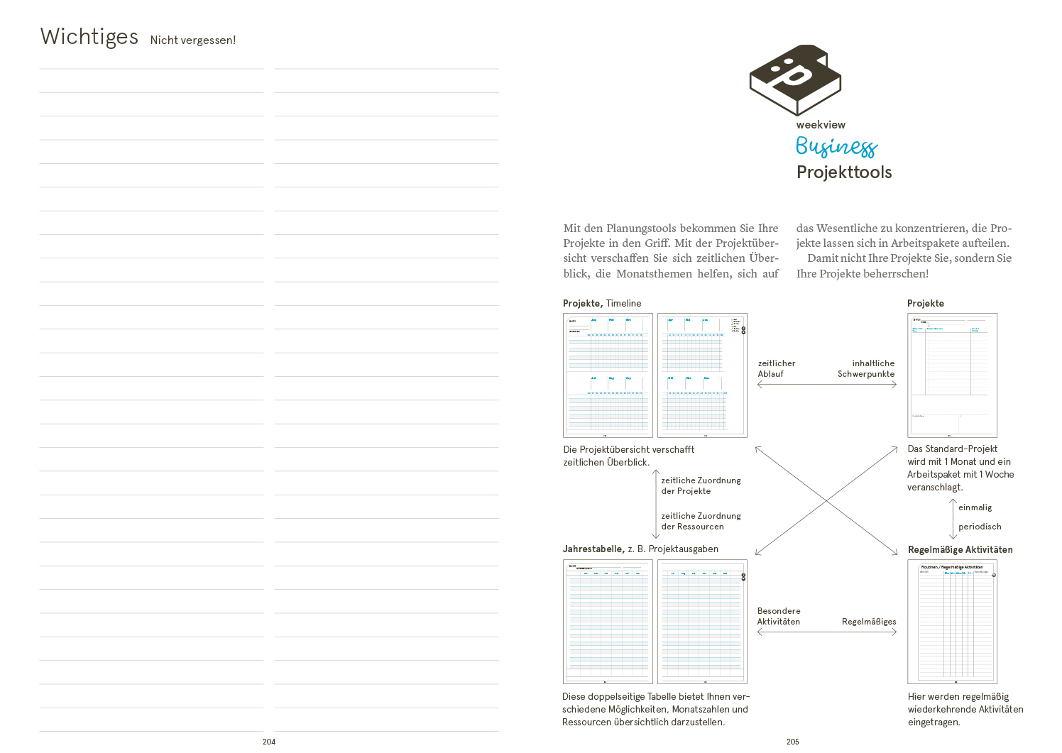 Druckversion doppelseitig - Business-Einlagen A5 2027, inkl. Planungstools und Notizteil