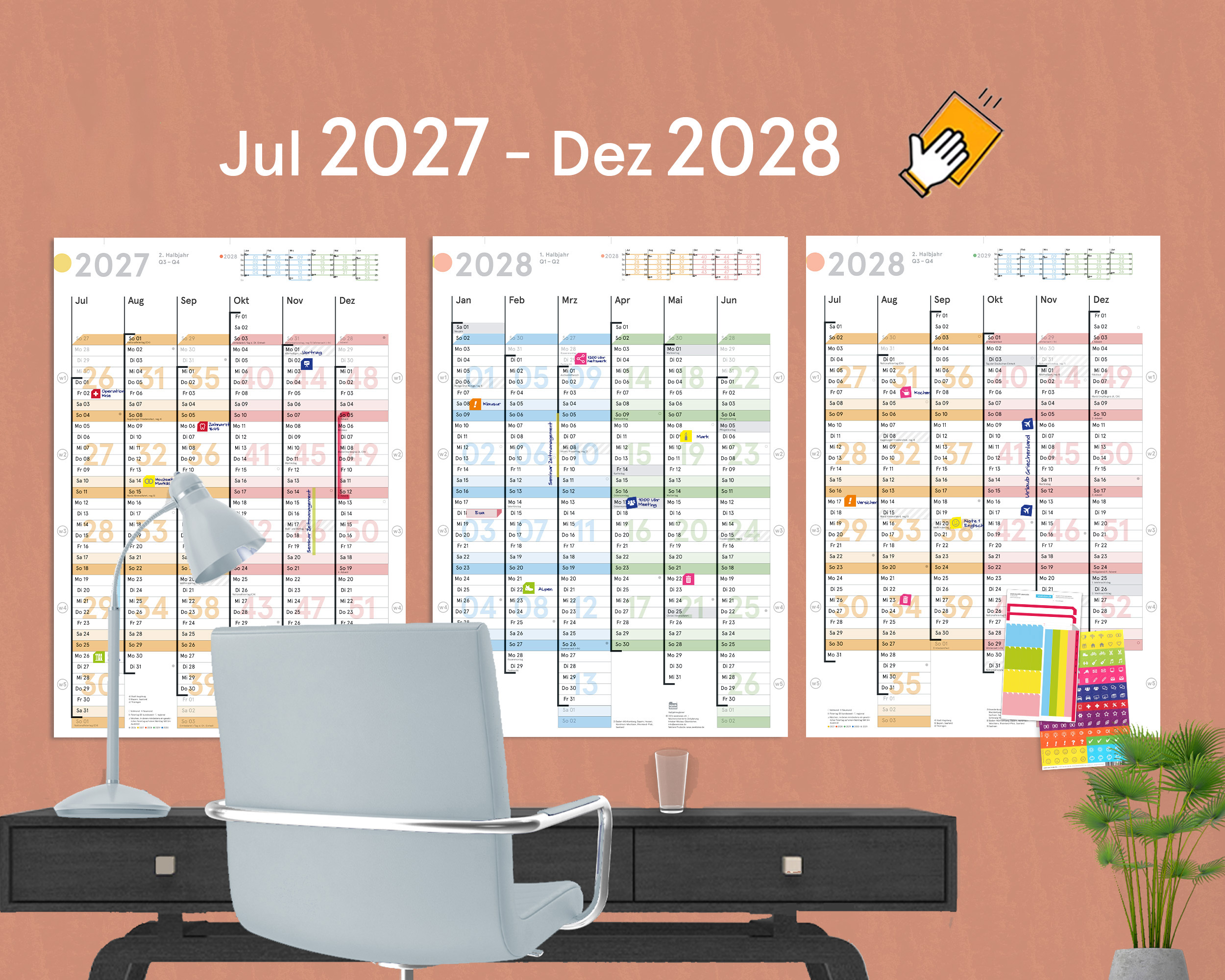 18-Monats-Wandplaner Jul 2027 – Dez 2028