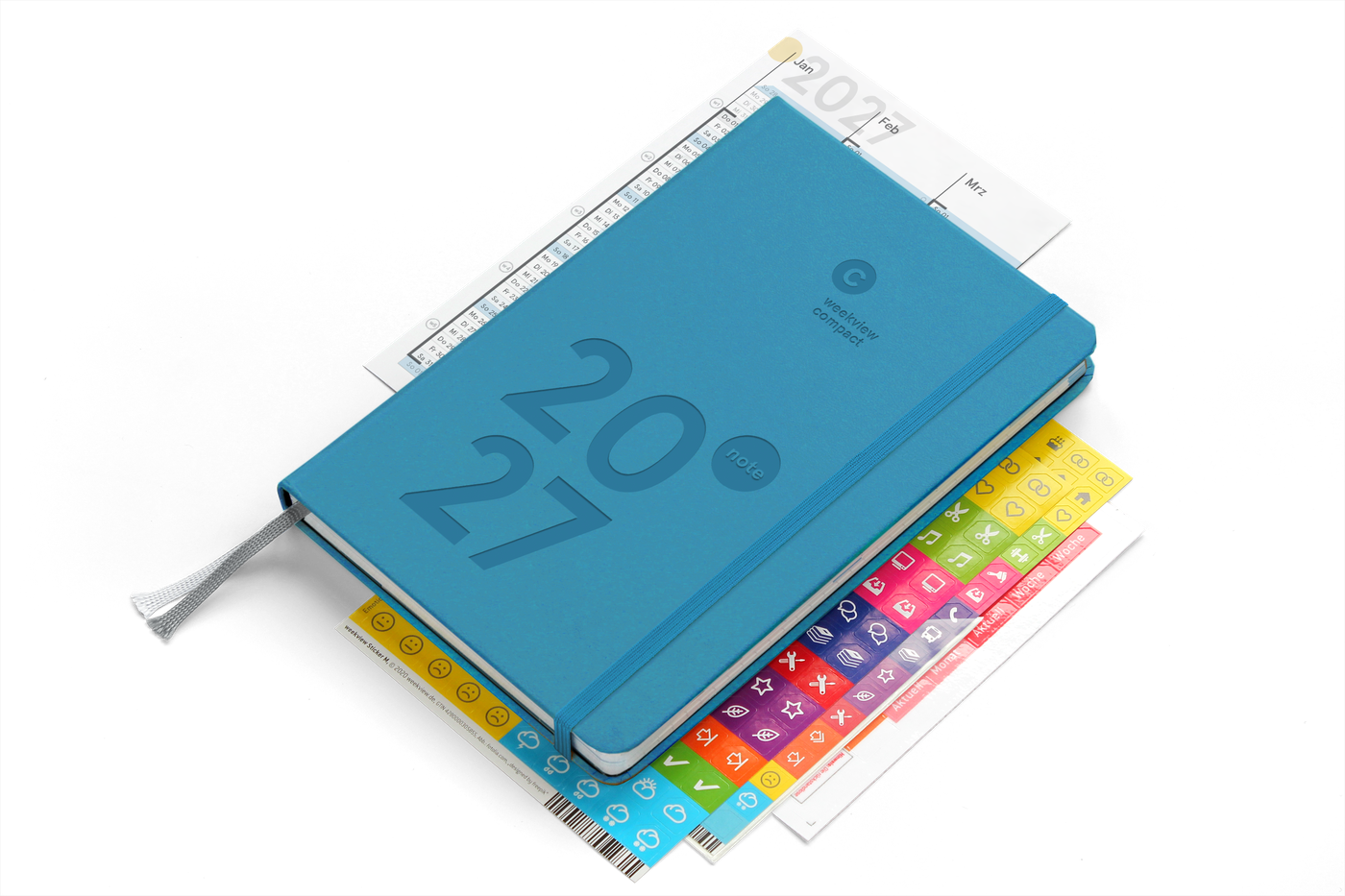 weekview compact note 2027 in Blau – Wochenplaner A6+ mit Notizteil