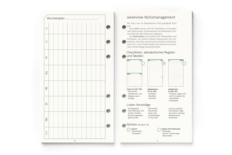 weekview Personal-Einlagen A6 2027 &ndash; Notizmanagement