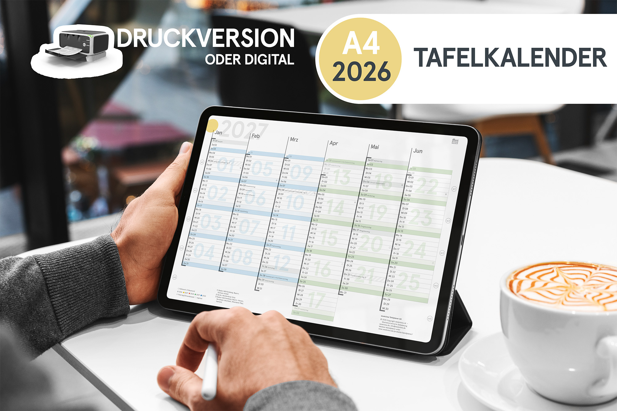 Digital Planner / Druckversion | Tafelkalender 2027