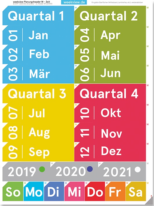 weekview QuartalsBoard A2h | abwischbar, gelocht