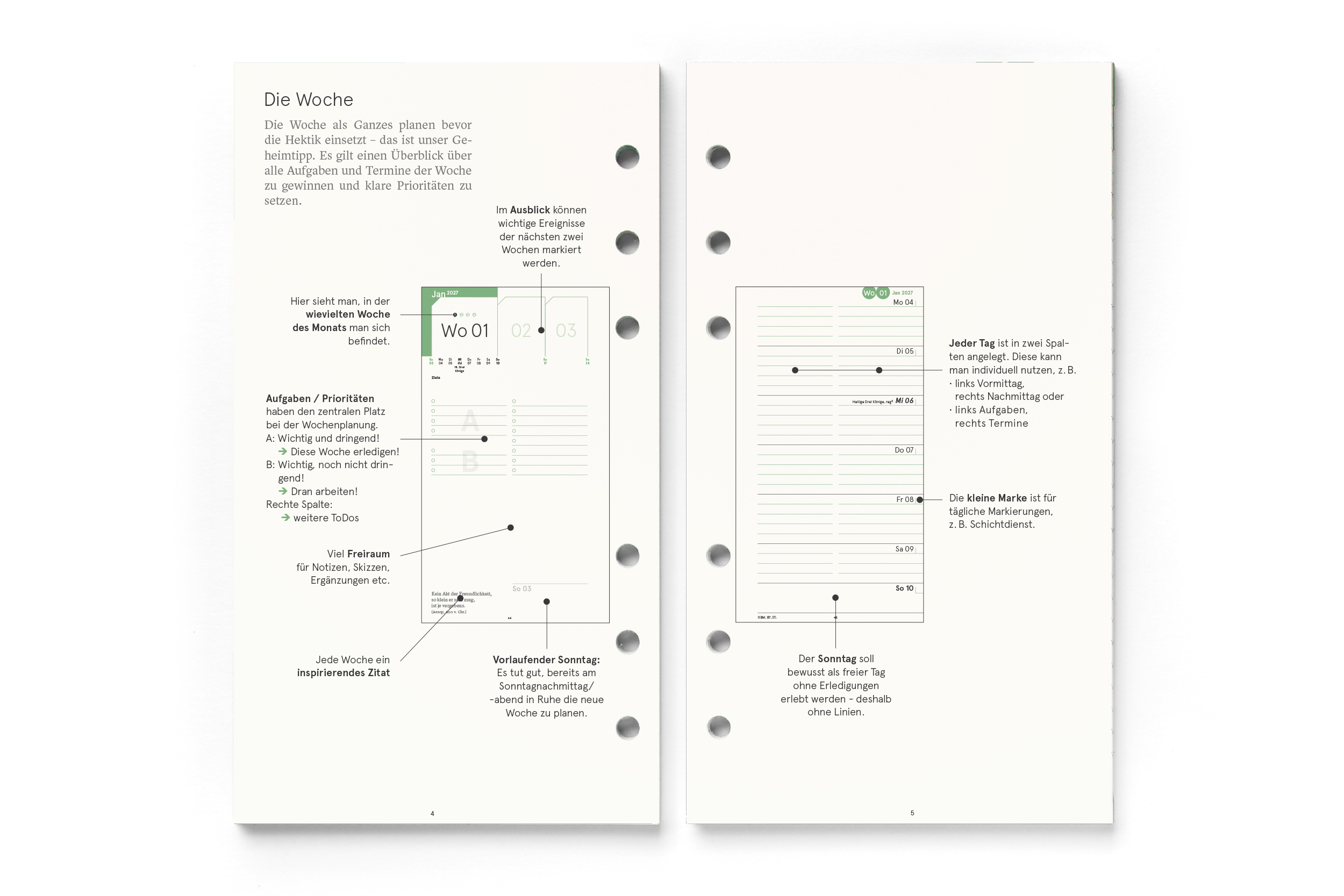 Personal-Einlagen 2027, Filofax-A6-Lochung