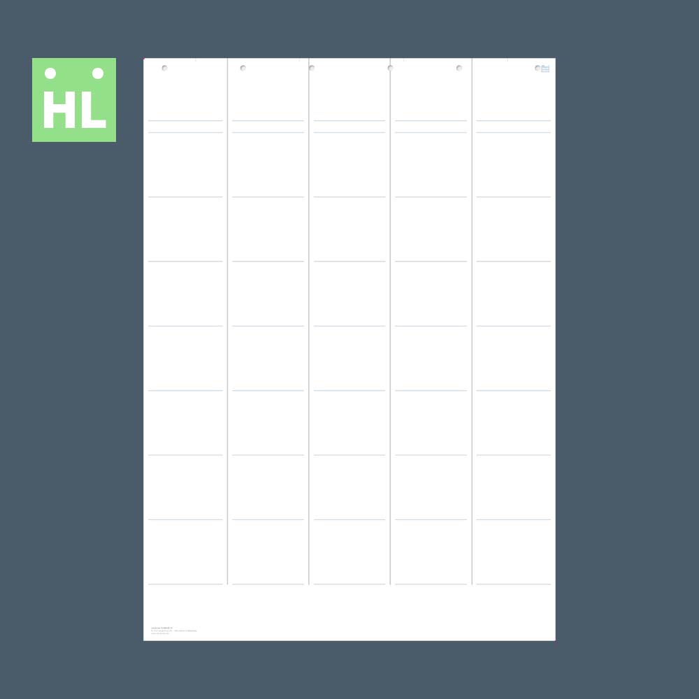 Kanban Board A1h, Papier, 5 Blatt