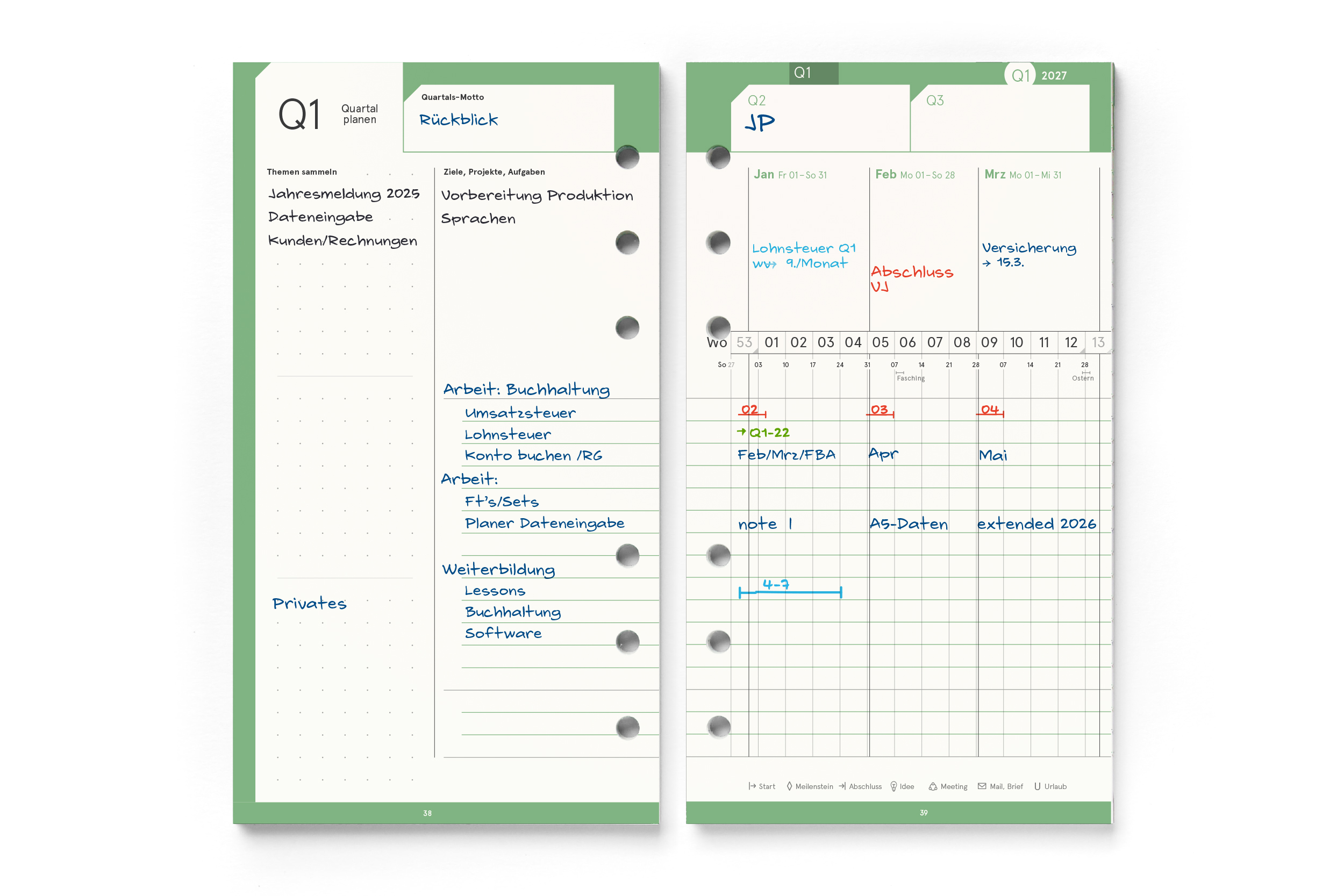 Personal-Einlagen 2027, Filofax-A6-Lochung