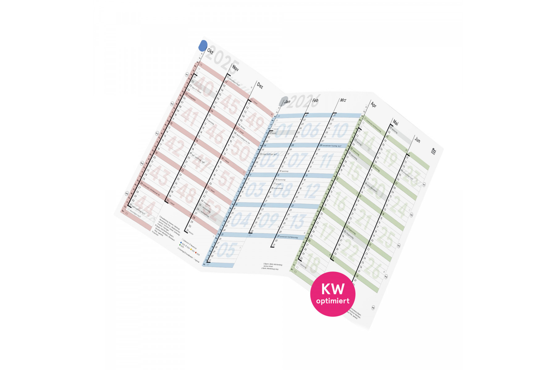 18M-Tafelkalender extended von Okt 25 - Mrz 27, A5, gefaltet