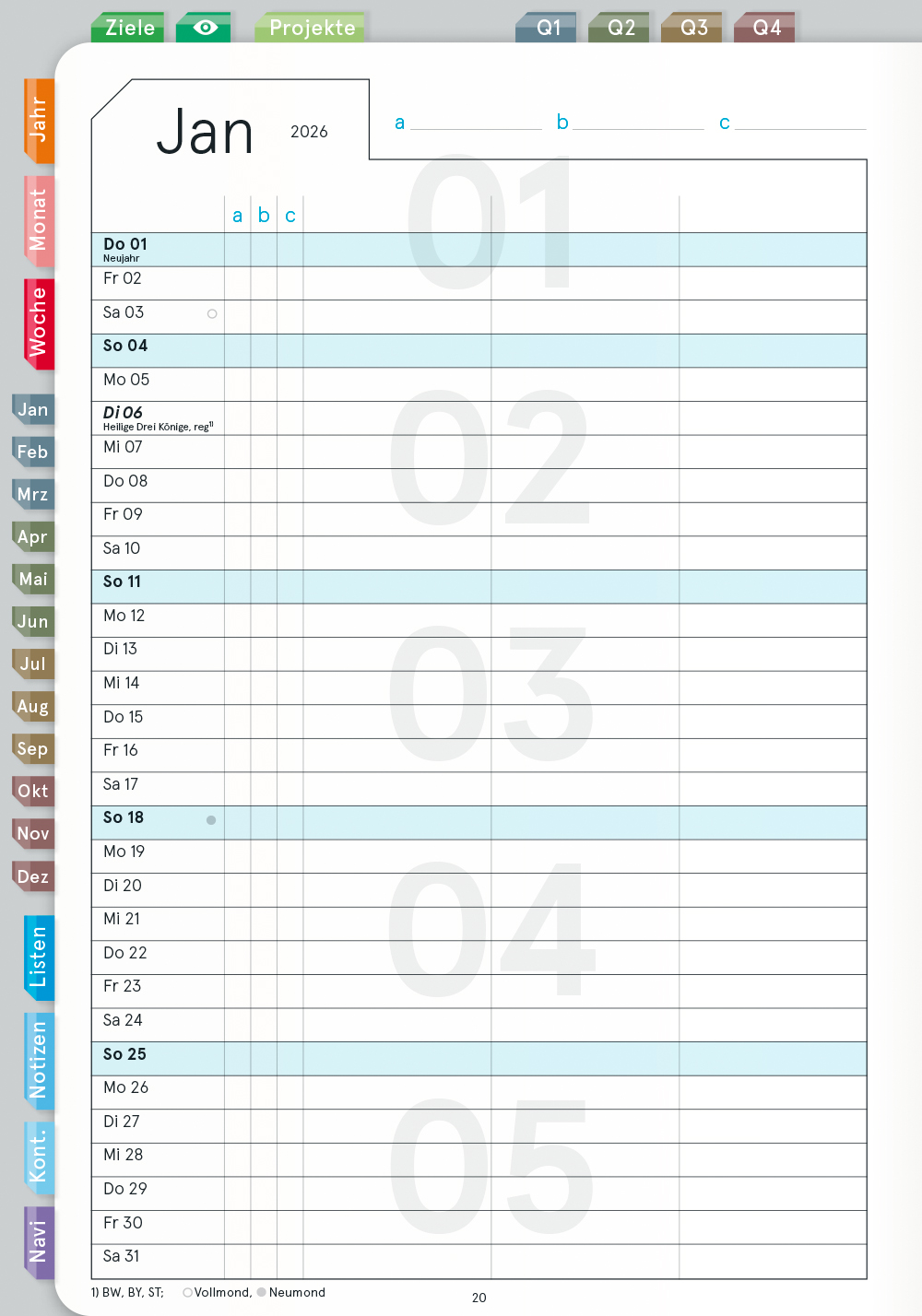 Digital Planner | Business 2026 | mit Navigation, einseitig