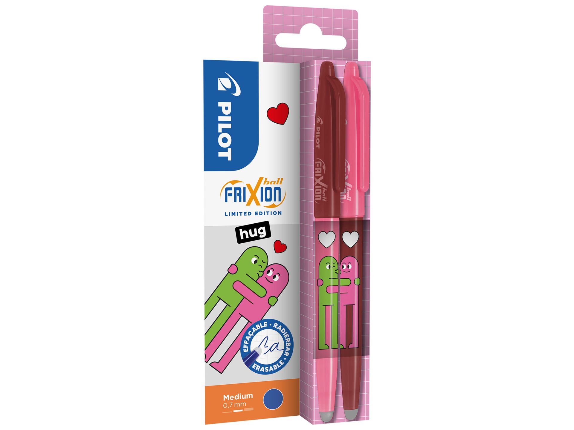 Pilot FriXion Ball Best Friends Edition – Heart Huggers, 2er-Set radierbar 0,7 mm