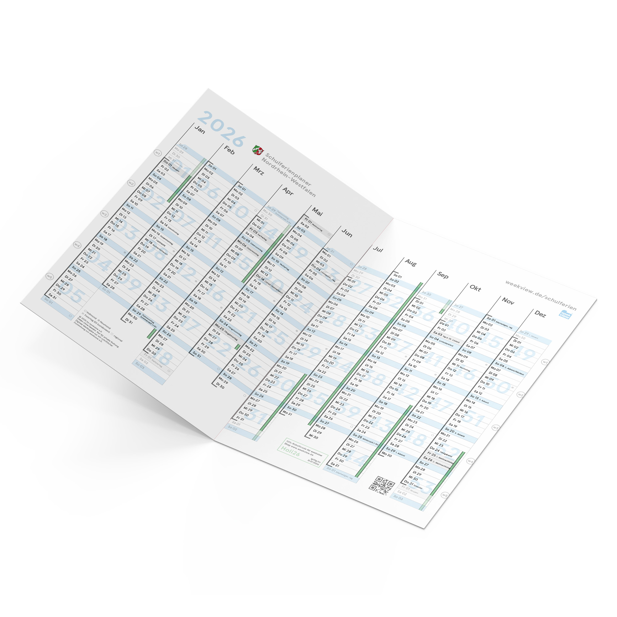 weekview school holiday planner A4 2026
