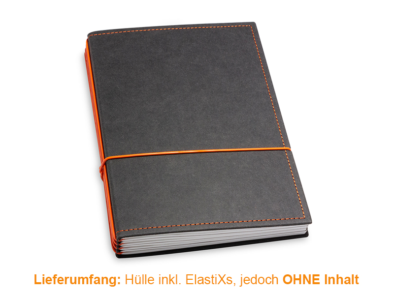 A5 Hülle 4er Texon Schwarz/Orange inkl. ElastiXs