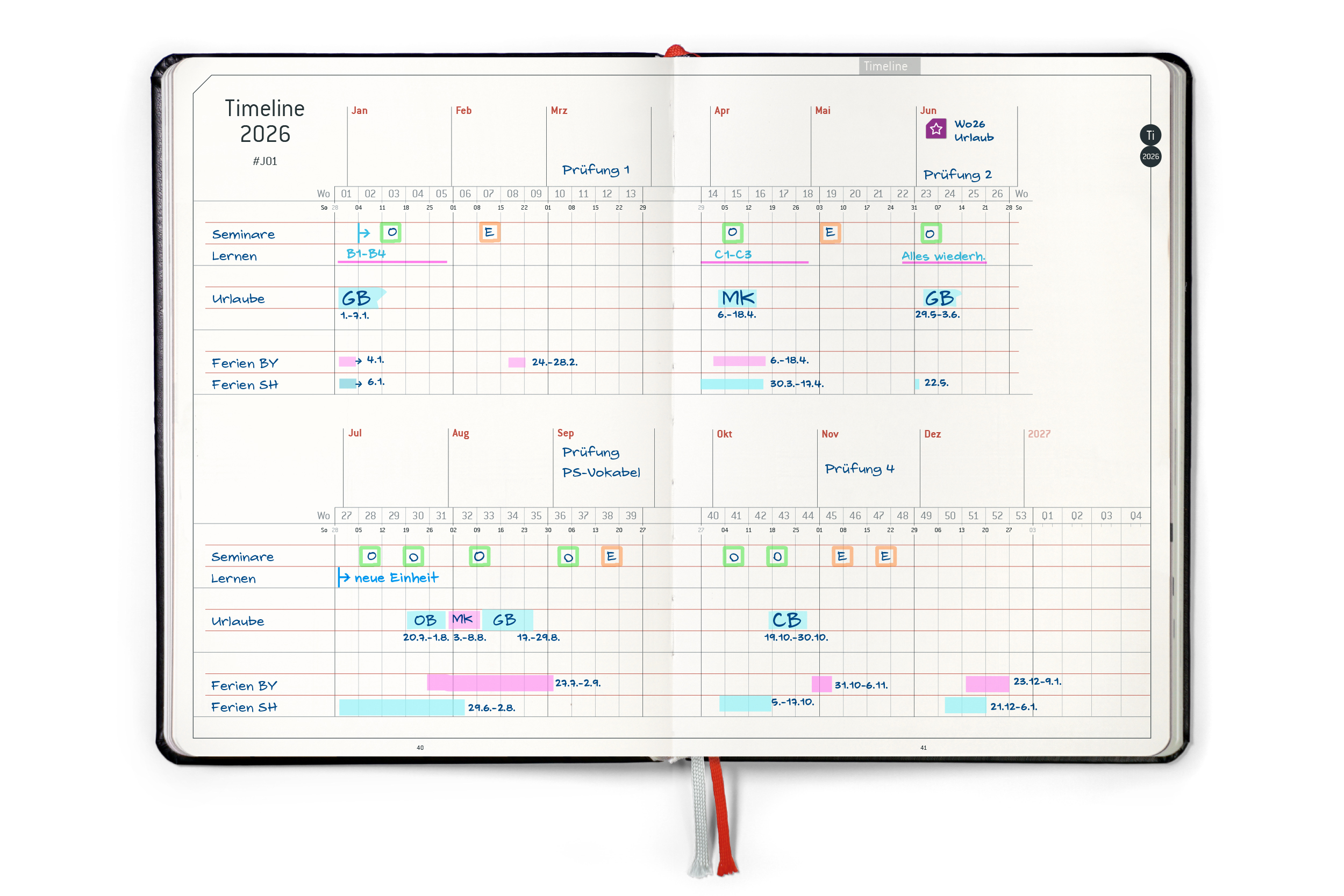 weekview Business Planner 2026 Classic – A5+ Erfolgsplaner mit Wochen- & Quartalsplanung | Black