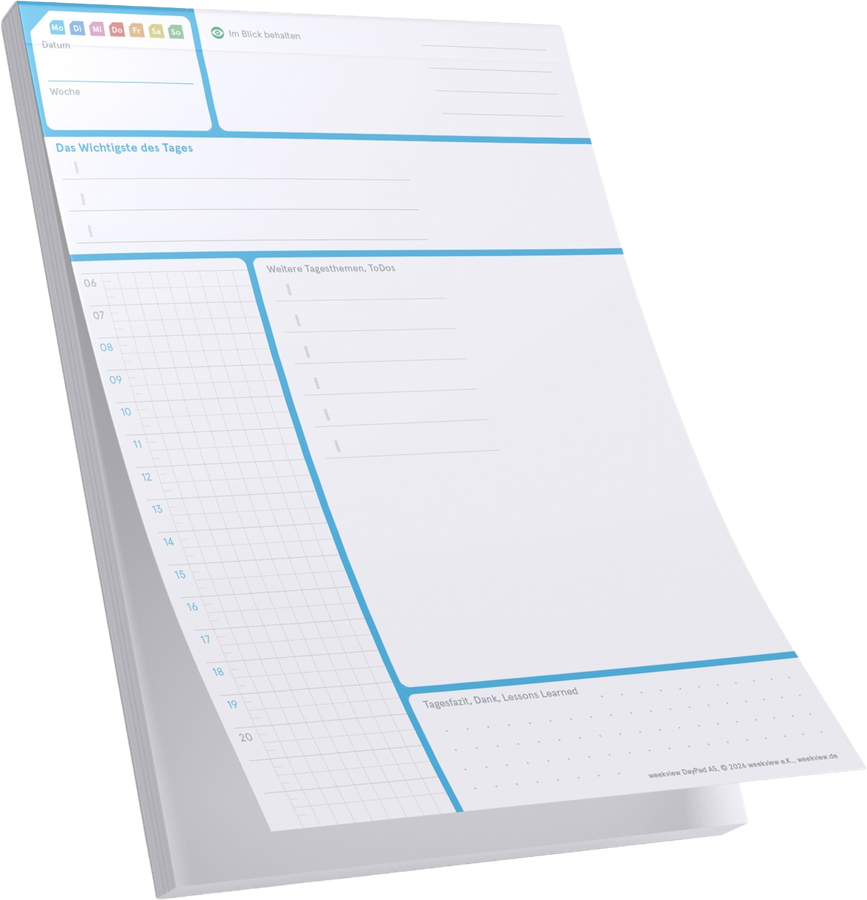 weekview Pads und Bl&ouml;cke &ndash; DayPad A5 Abrei&szlig;block f&uuml;r Tagesnotizen