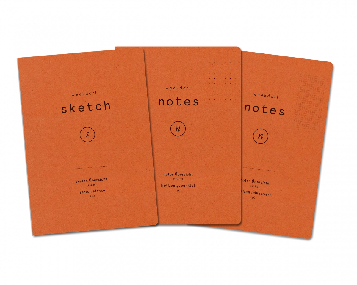 weekdori notes A5-Set 2 – dotted, sketch, feinkariert