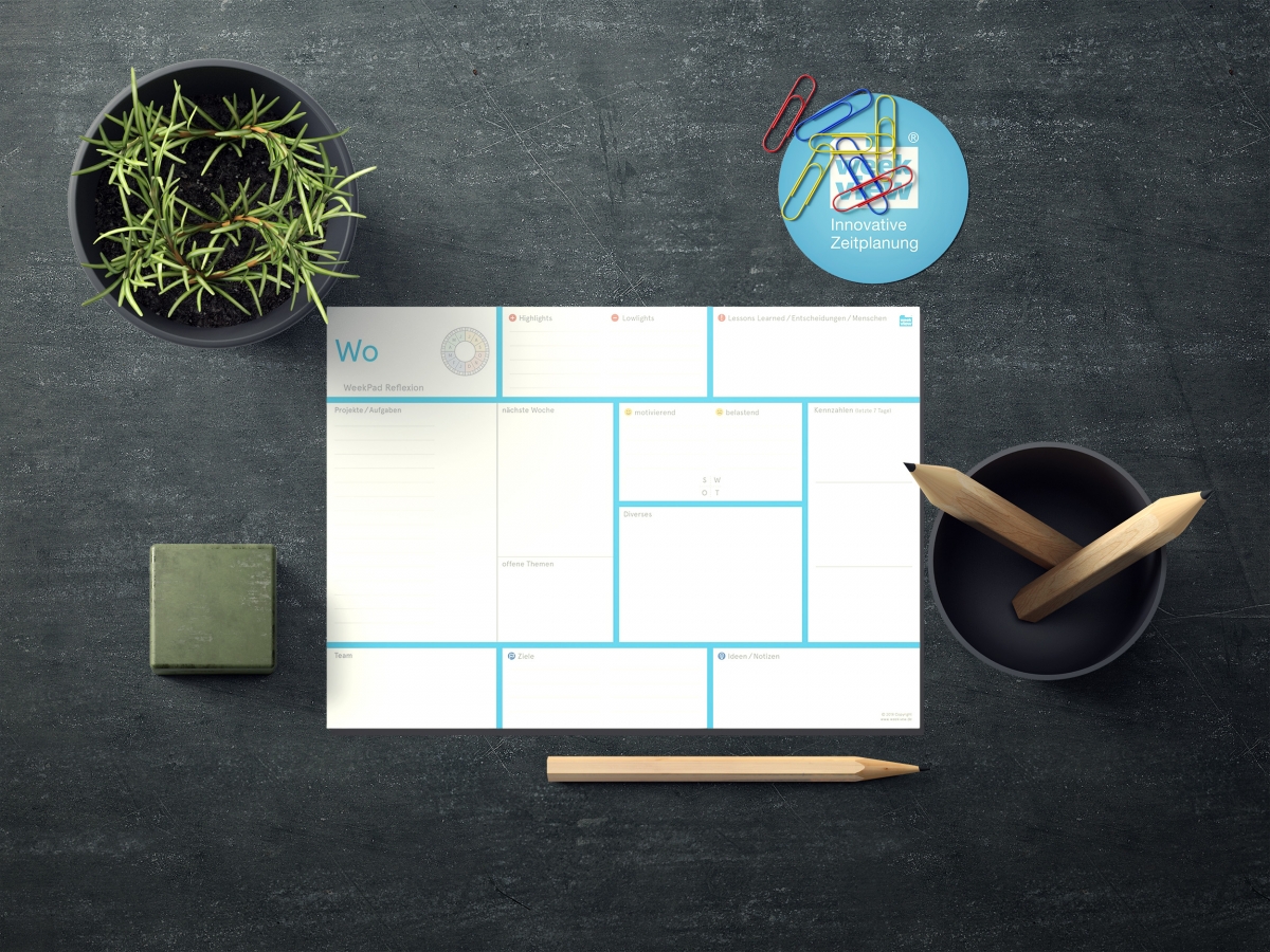 weekPad Reflexion | DIN A4 Block (29,4 x 21 cm)